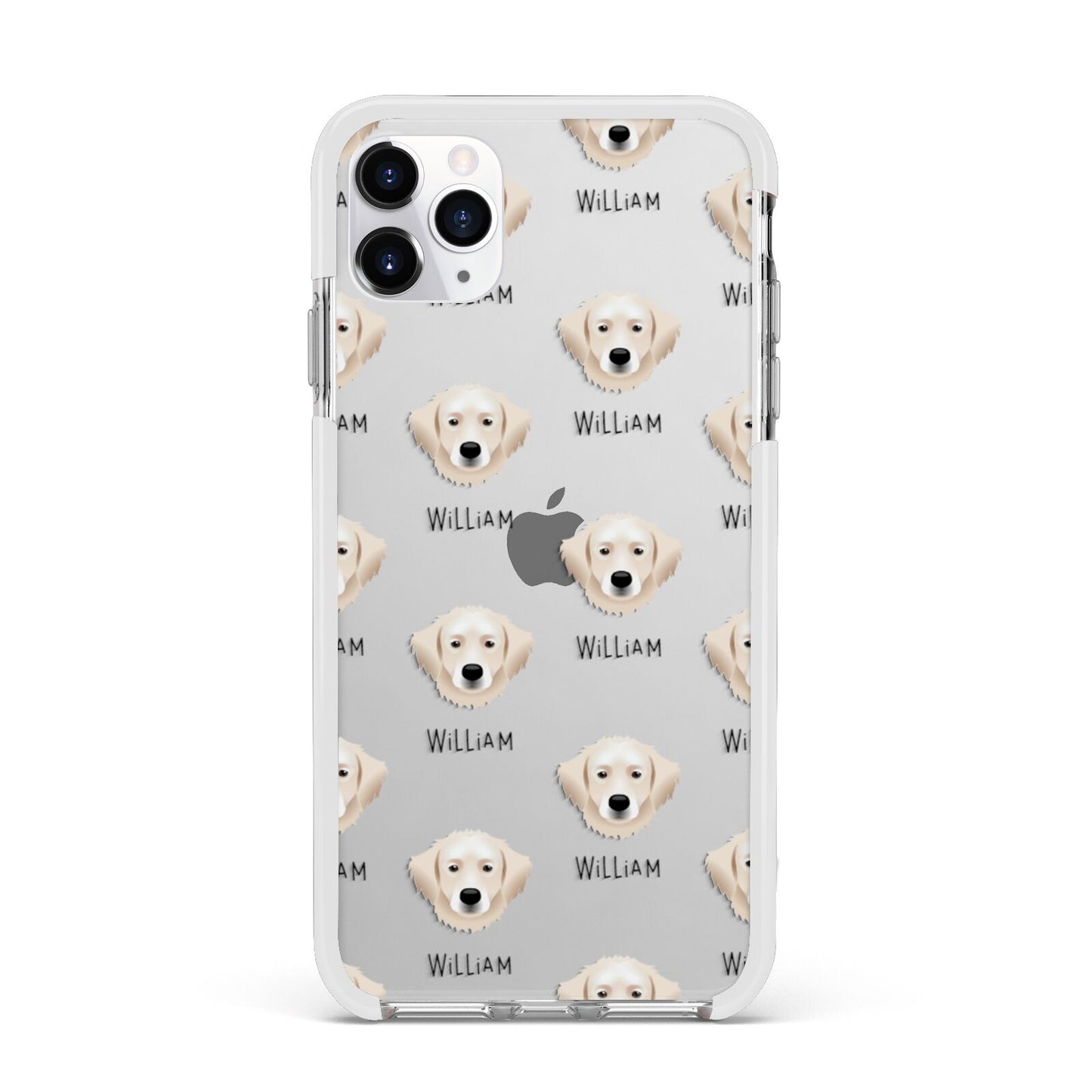 Hungarian Kuvasz Icon with Name Apple iPhone 11 Pro Max in Silver with White Impact Case