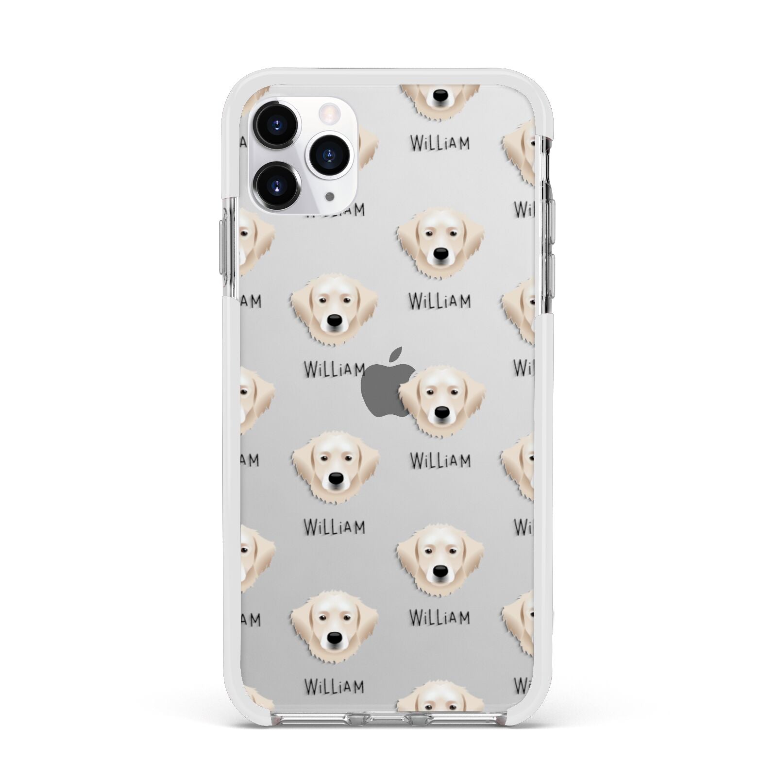 Hungarian Kuvasz Icon with Name Apple iPhone 11 Pro Max in Silver with White Impact Case