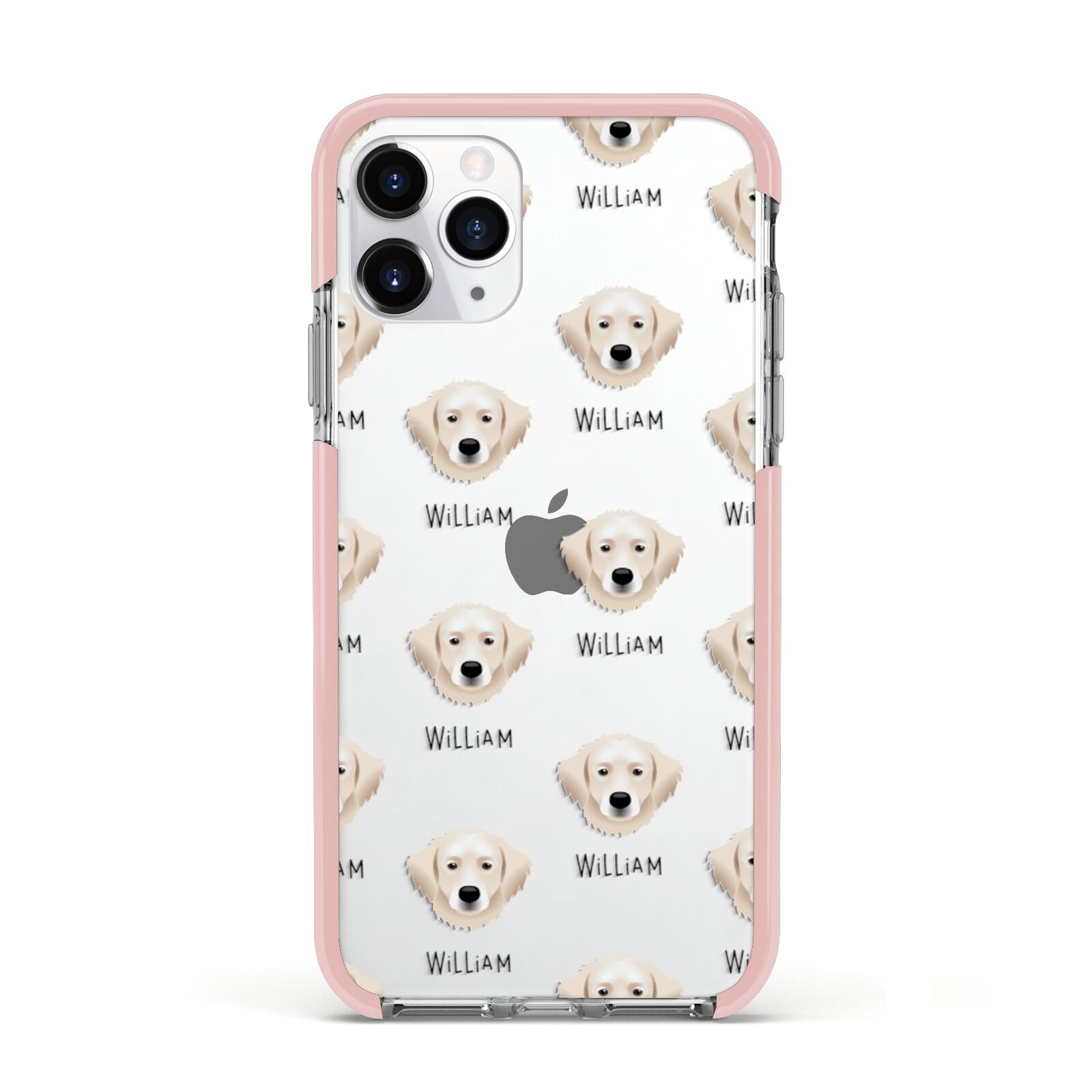 Hungarian Kuvasz Icon with Name Apple iPhone 11 Pro in Silver with Pink Impact Case