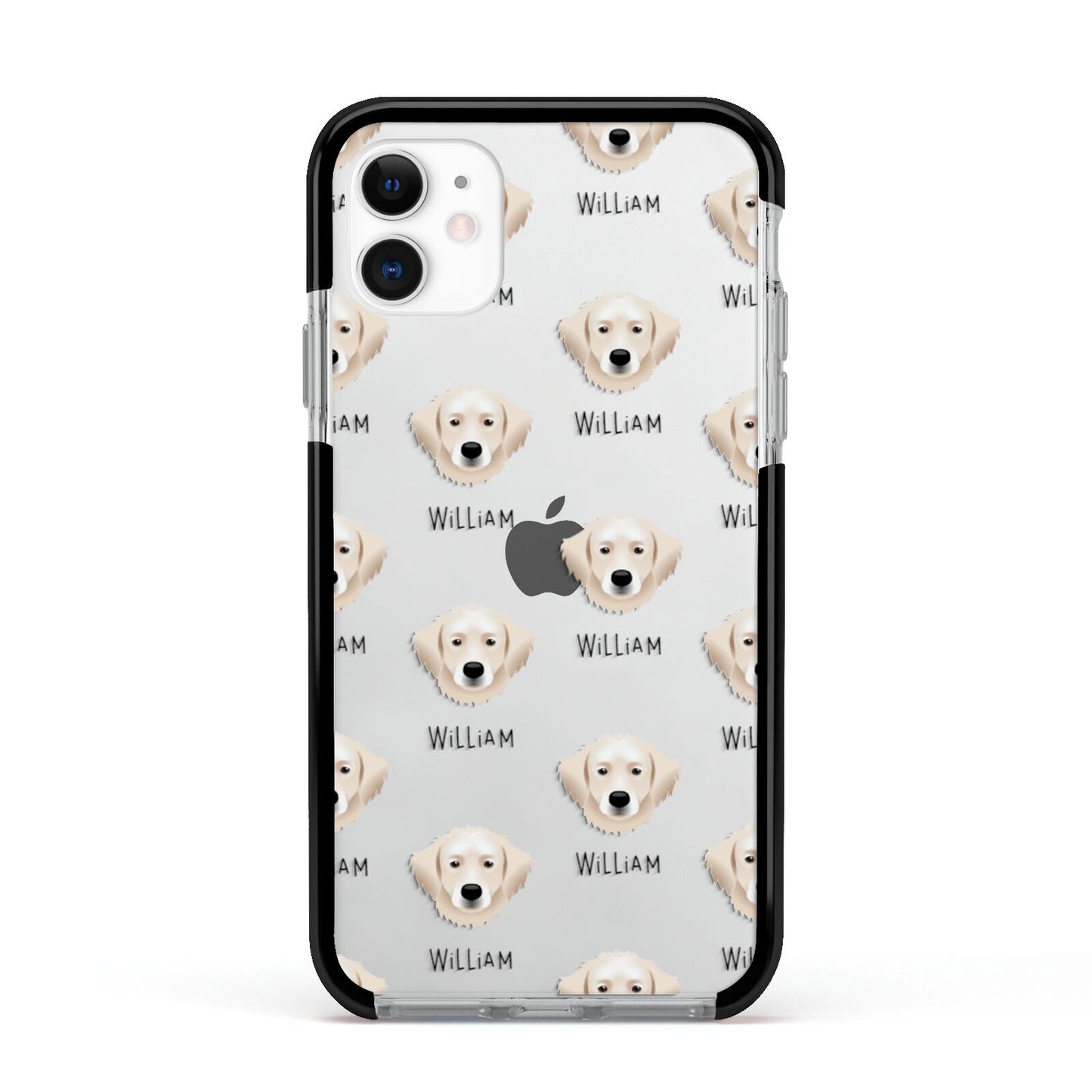 Hungarian Kuvasz Icon with Name Apple iPhone 11 in White with Black Impact Case