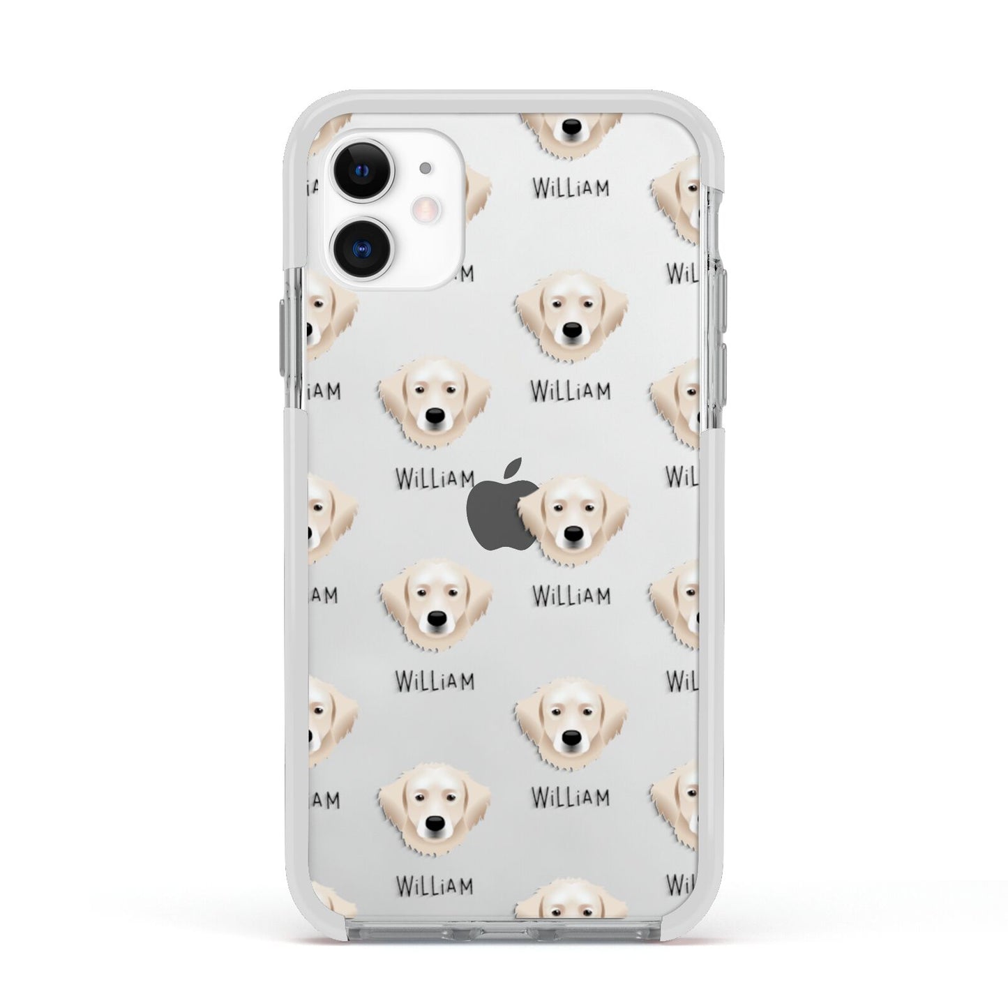 Hungarian Kuvasz Icon with Name Apple iPhone 11 in White with White Impact Case