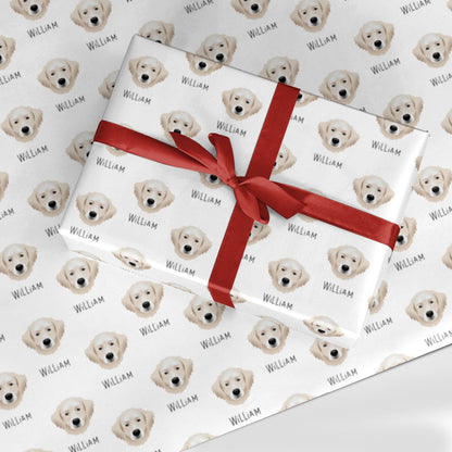 Hungarian Kuvasz Icon with Name Custom Wrapping Paper