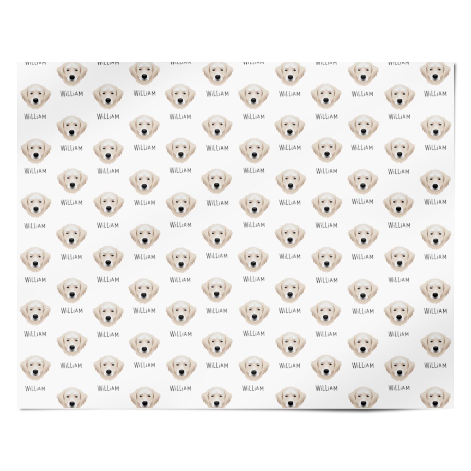 Hungarian Kuvasz Icon with Name Personalised Wrapping Paper Alternative