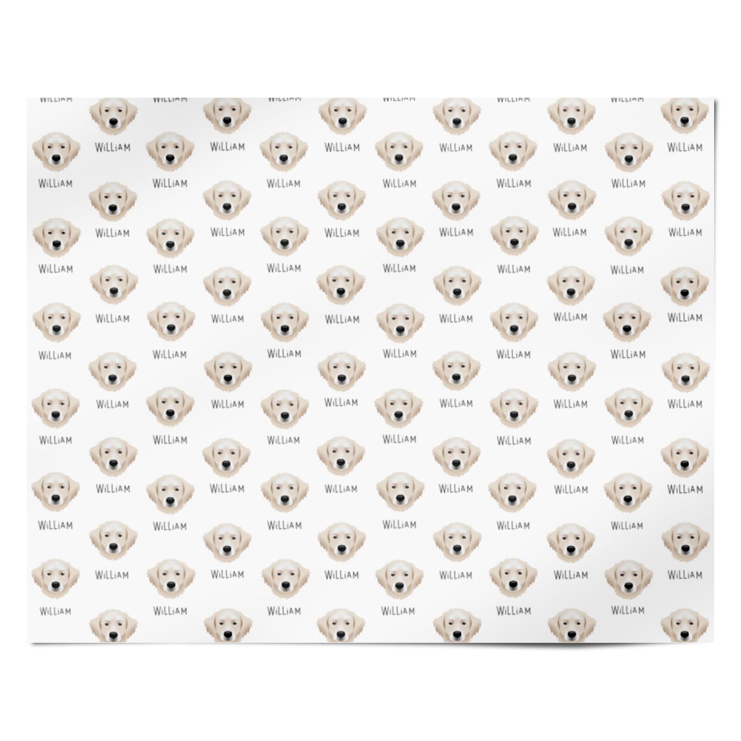 Hungarian Kuvasz Icon with Name Personalised Wrapping Paper Alternative