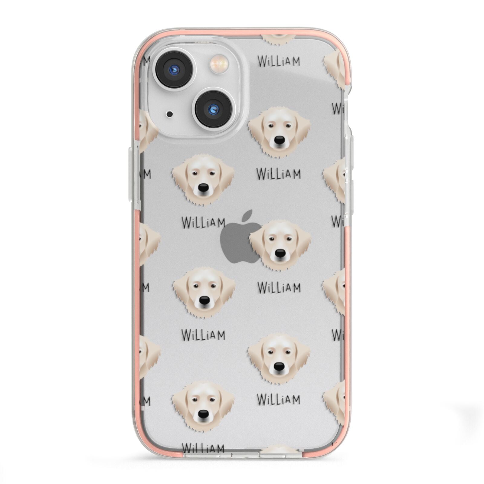 Hungarian Kuvasz Icon with Name iPhone 13 Mini TPU Impact Case with Pink Edges