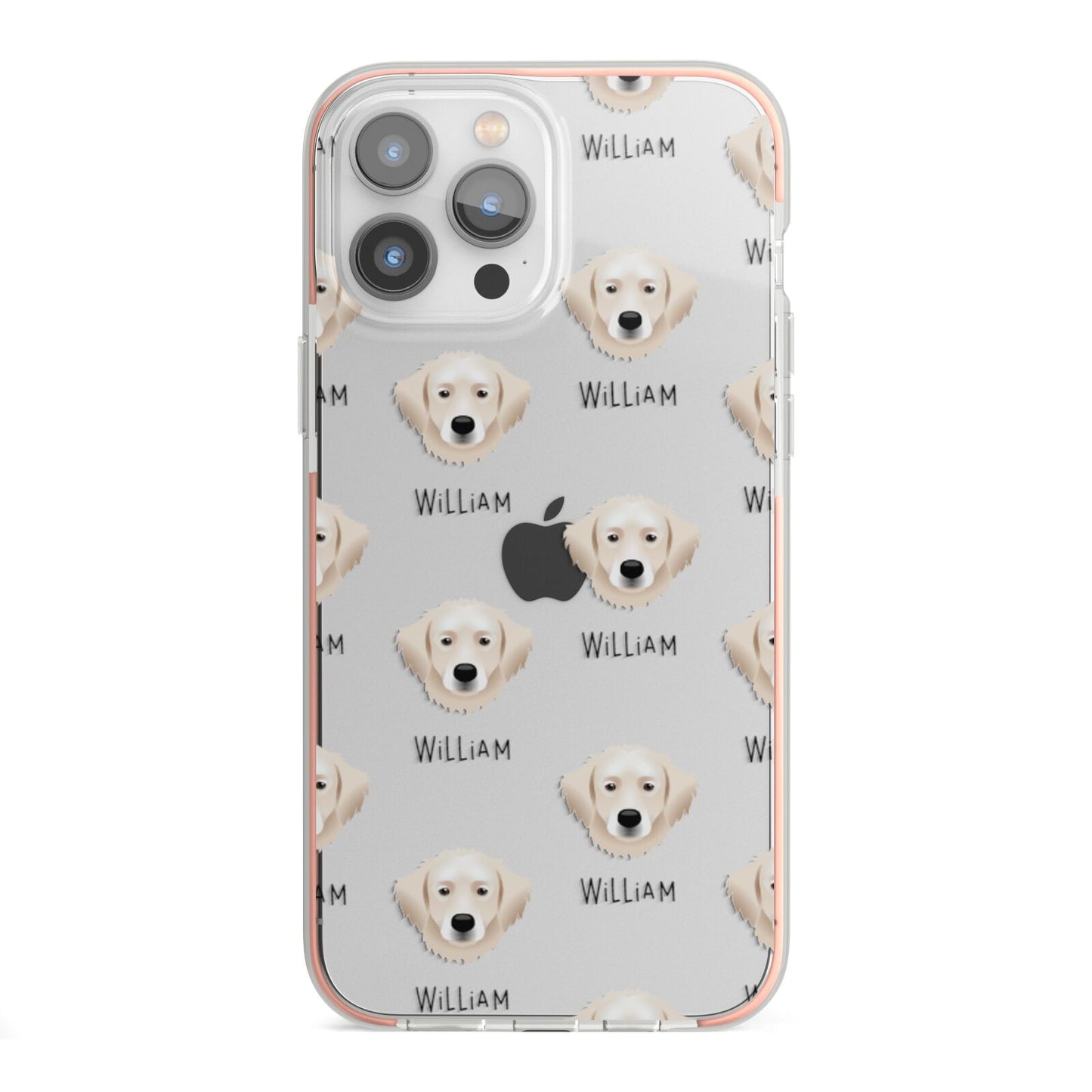 Hungarian Kuvasz Icon with Name iPhone 13 Pro Max TPU Impact Case with Pink Edges