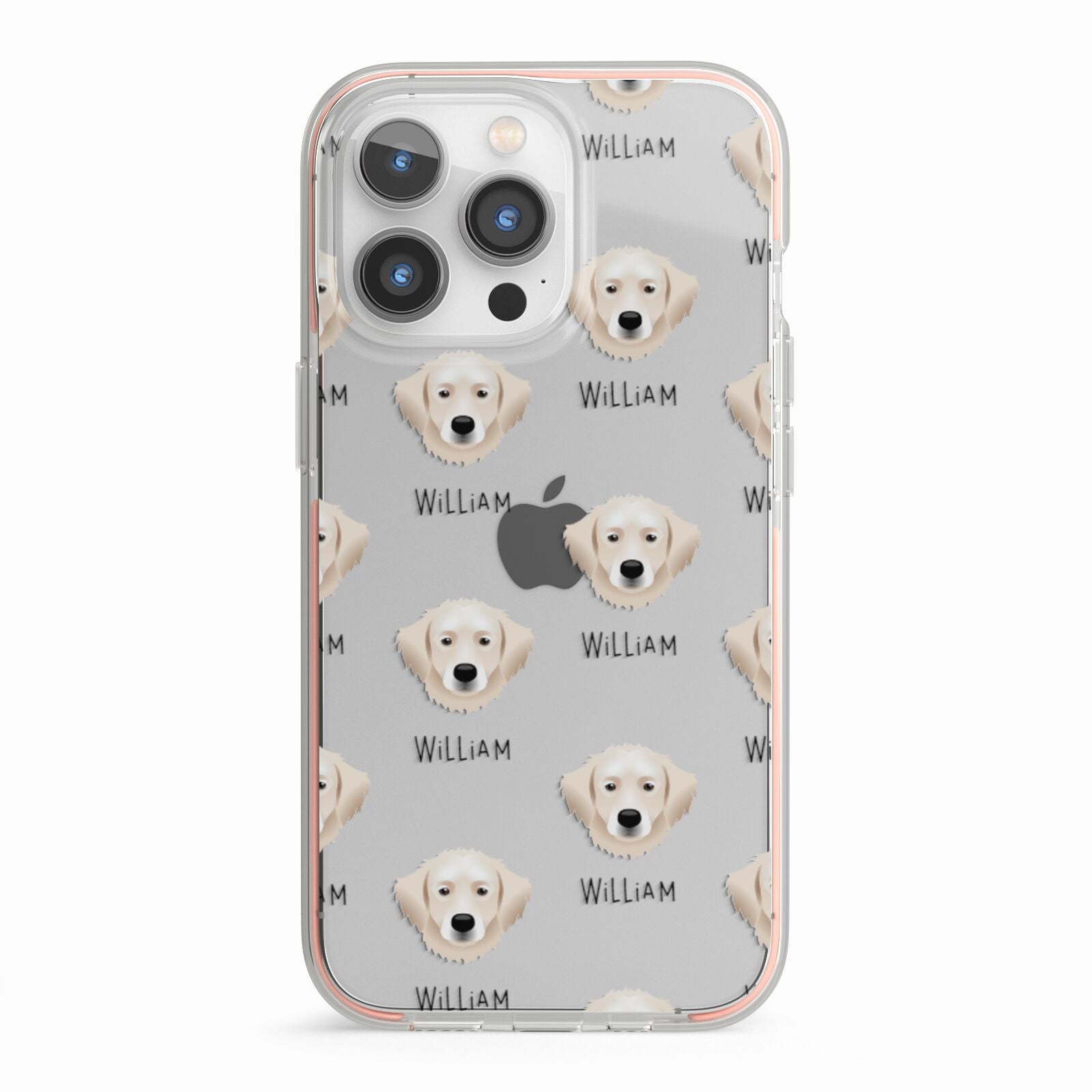 Hungarian Kuvasz Icon with Name iPhone 13 Pro TPU Impact Case with Pink Edges