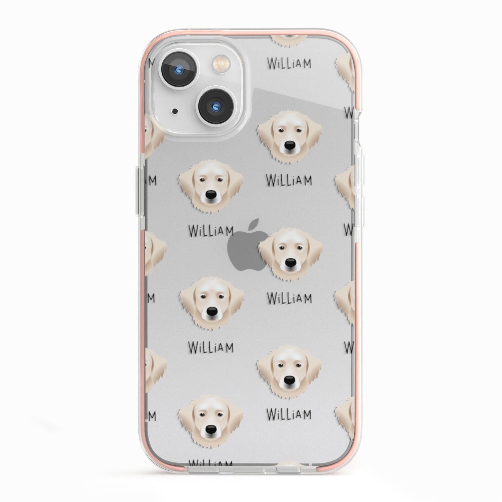 Hungarian Kuvasz Icon with Name iPhone 13 TPU Impact Case with Pink Edges