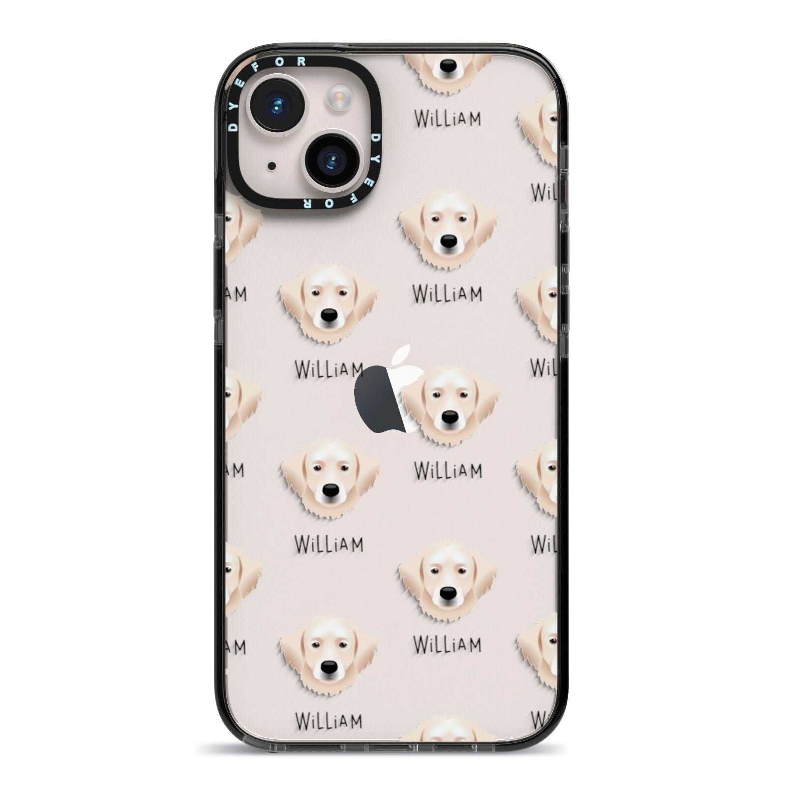 Hungarian Kuvasz Icon with Name iPhone 14 Plus Black Impact Case on Silver phone