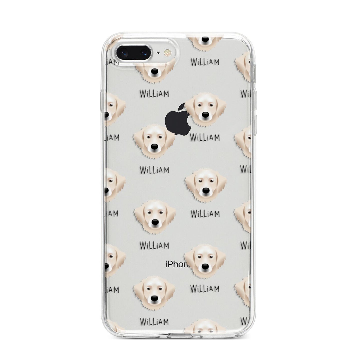 Hungarian Kuvasz Icon with Name iPhone 8 Plus Bumper Case on Silver iPhone