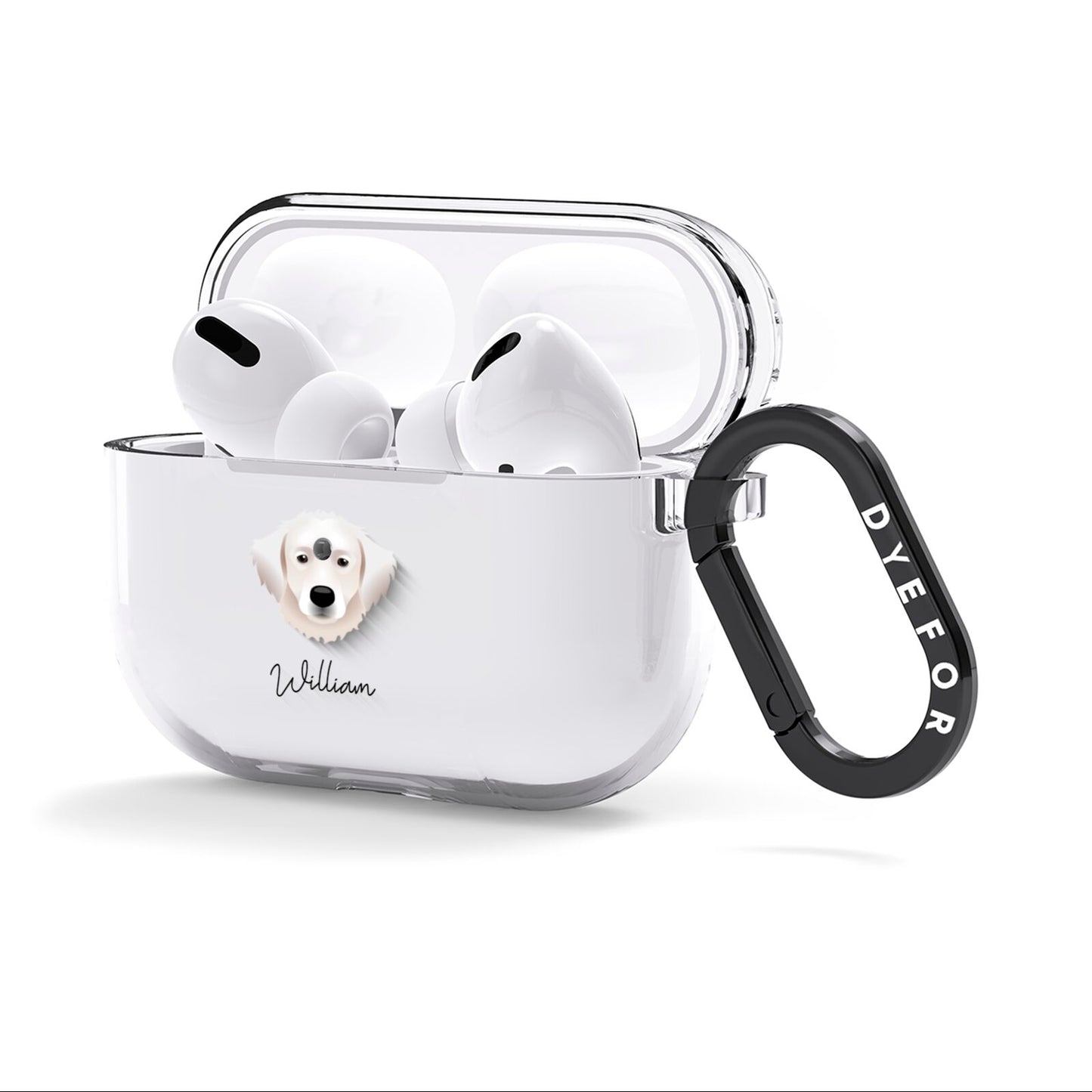 Hungarian Kuvasz Personalised AirPods Clear Case 3rd Gen Side Image