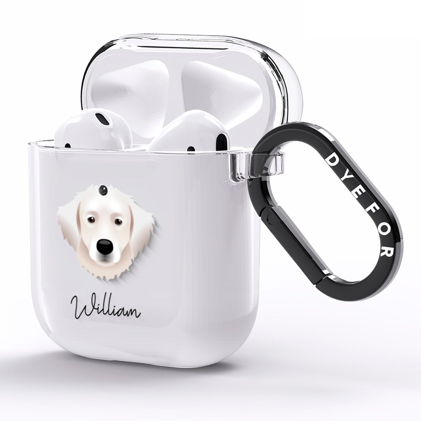 Hungarian Kuvasz Personalised AirPods Clear Case Side Image