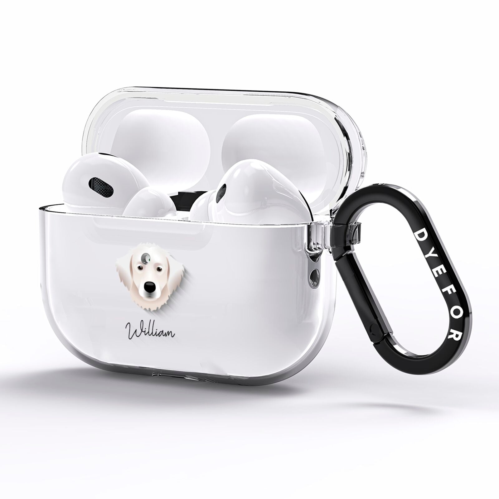 Hungarian Kuvasz Personalised AirPods Pro Clear Case Side Image