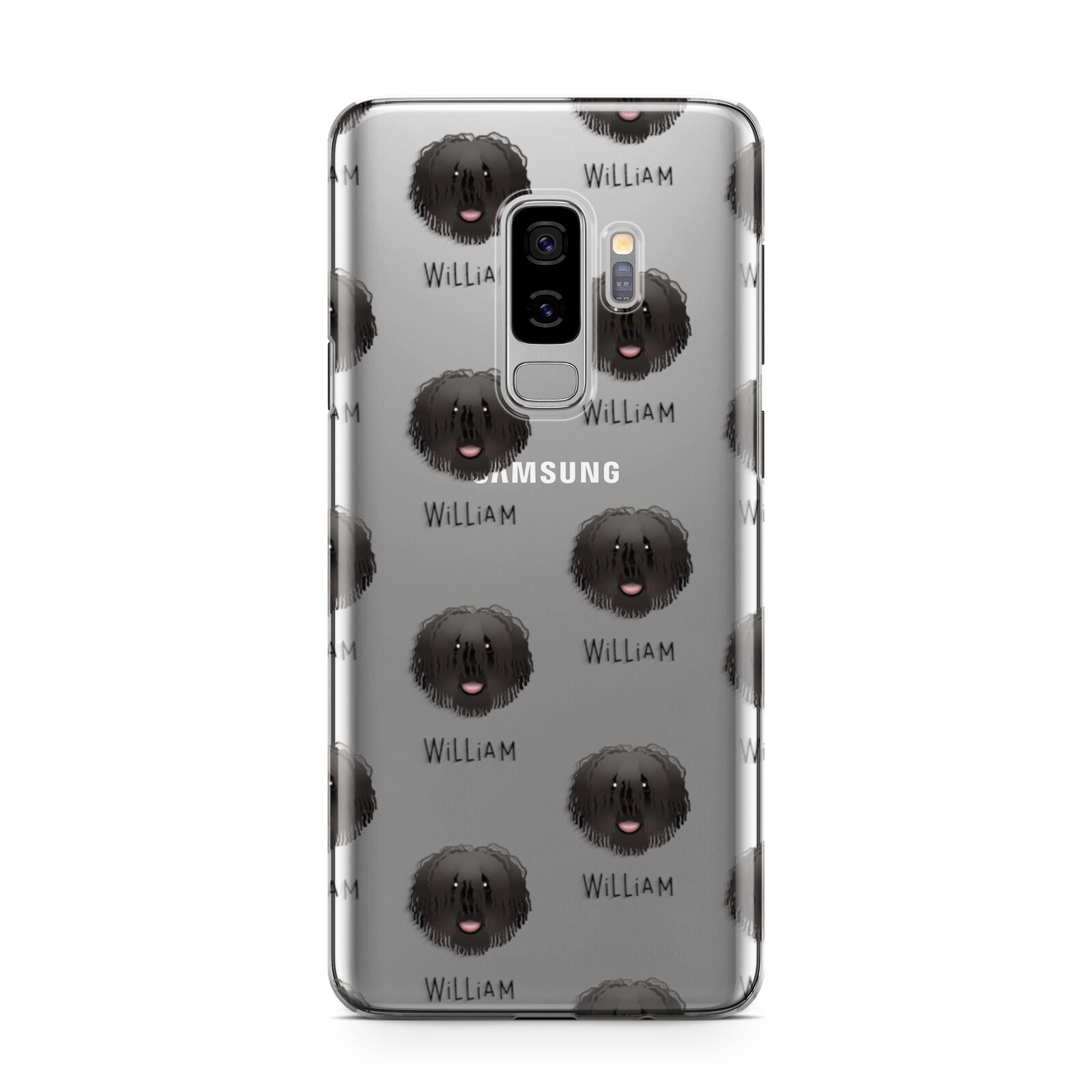 Hungarian Puli Icon with Name Samsung Galaxy S9 Plus Case on Silver phone