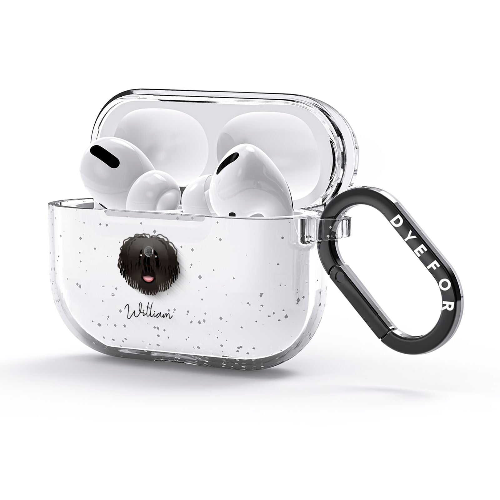 Hungarian Puli Personalised AirPods Glitter Case 3rd Gen Side Image