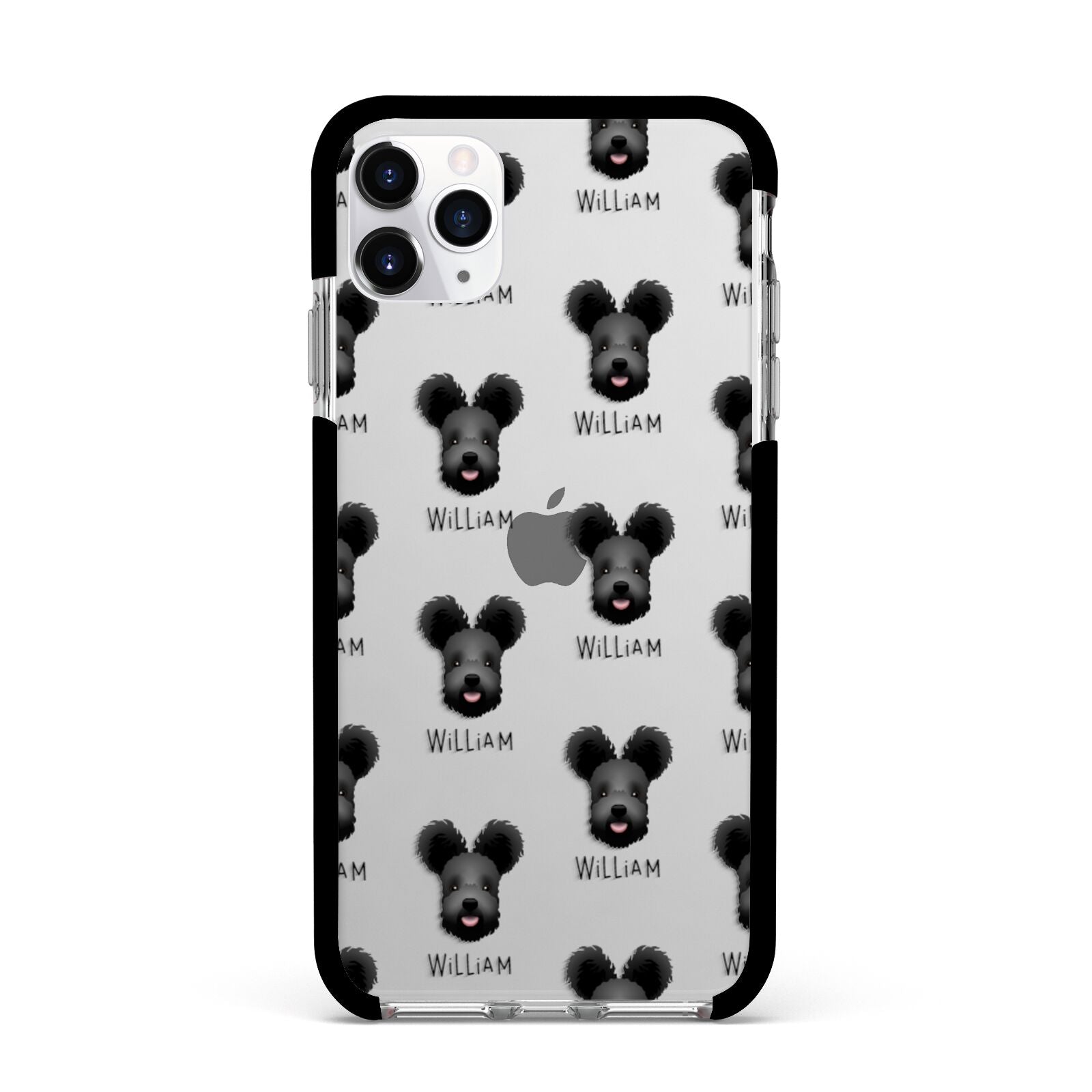 Hungarian Pumi Icon with Name Apple iPhone 11 Pro Max in Silver with Black Impact Case
