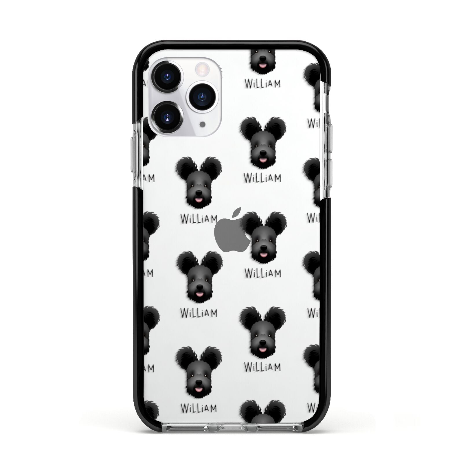 Hungarian Pumi Icon with Name Apple iPhone 11 Pro in Silver with Black Impact Case