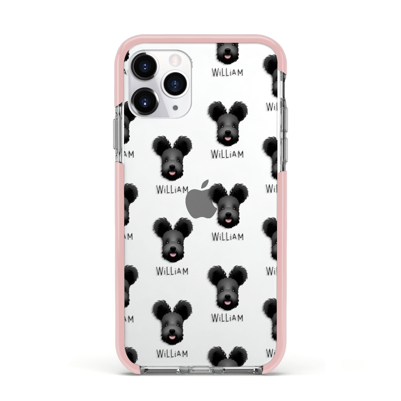 Hungarian Pumi Icon with Name Apple iPhone 11 Pro in Silver with Pink Impact Case