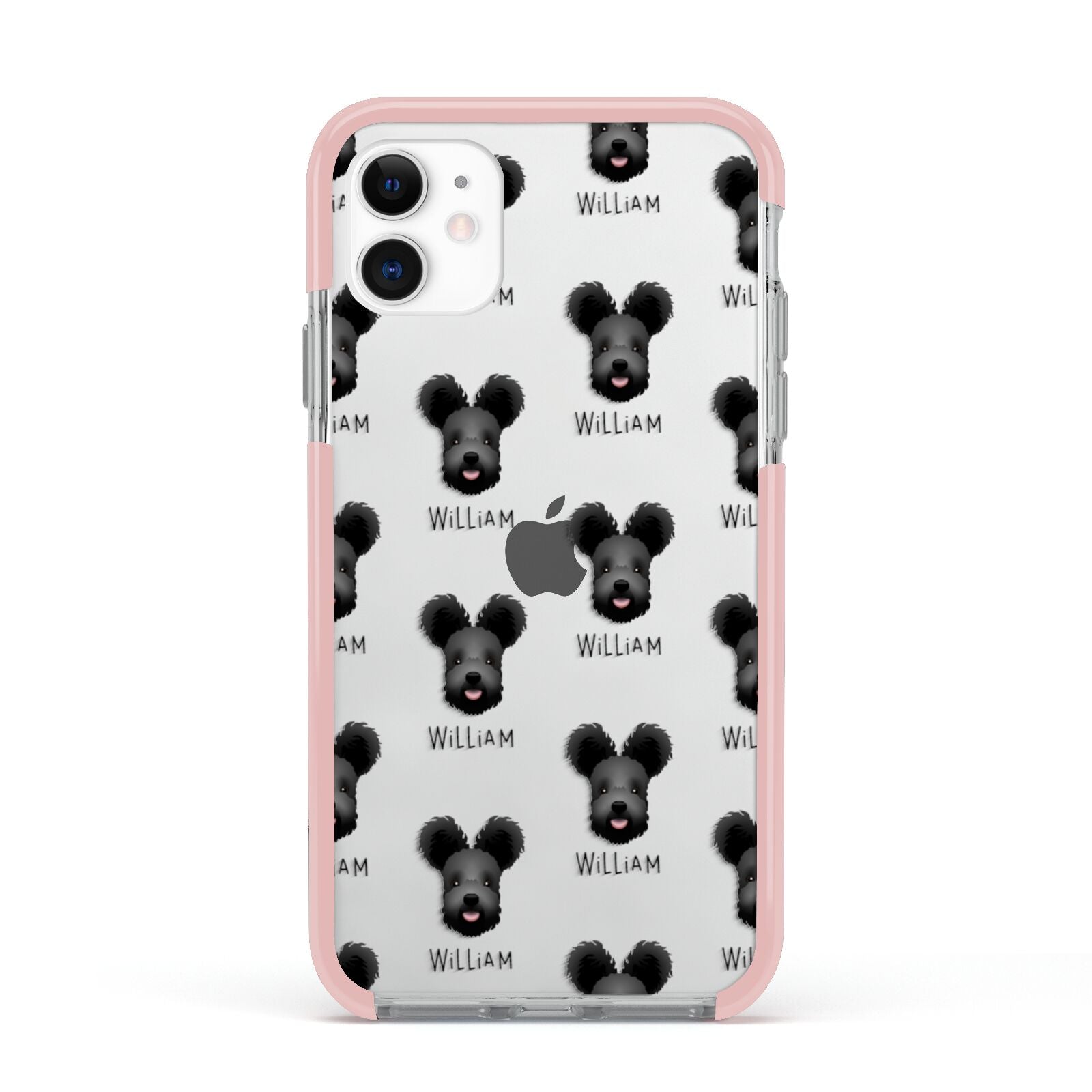 Hungarian Pumi Icon with Name Apple iPhone 11 in White with Pink Impact Case