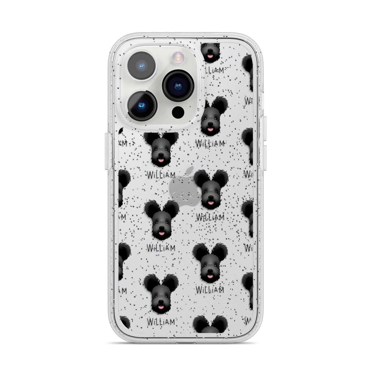 Hungarian Pumi Icon with Name iPhone 14 Pro Glitter Tough Case Silver