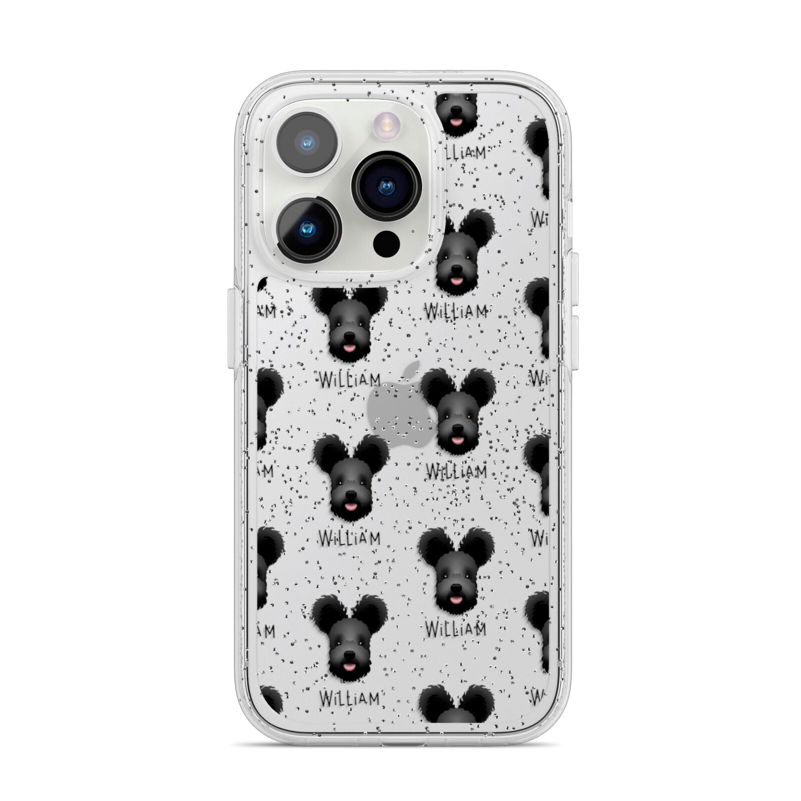 Hungarian Pumi Icon with Name iPhone 14 Pro Glitter Tough Case Silver