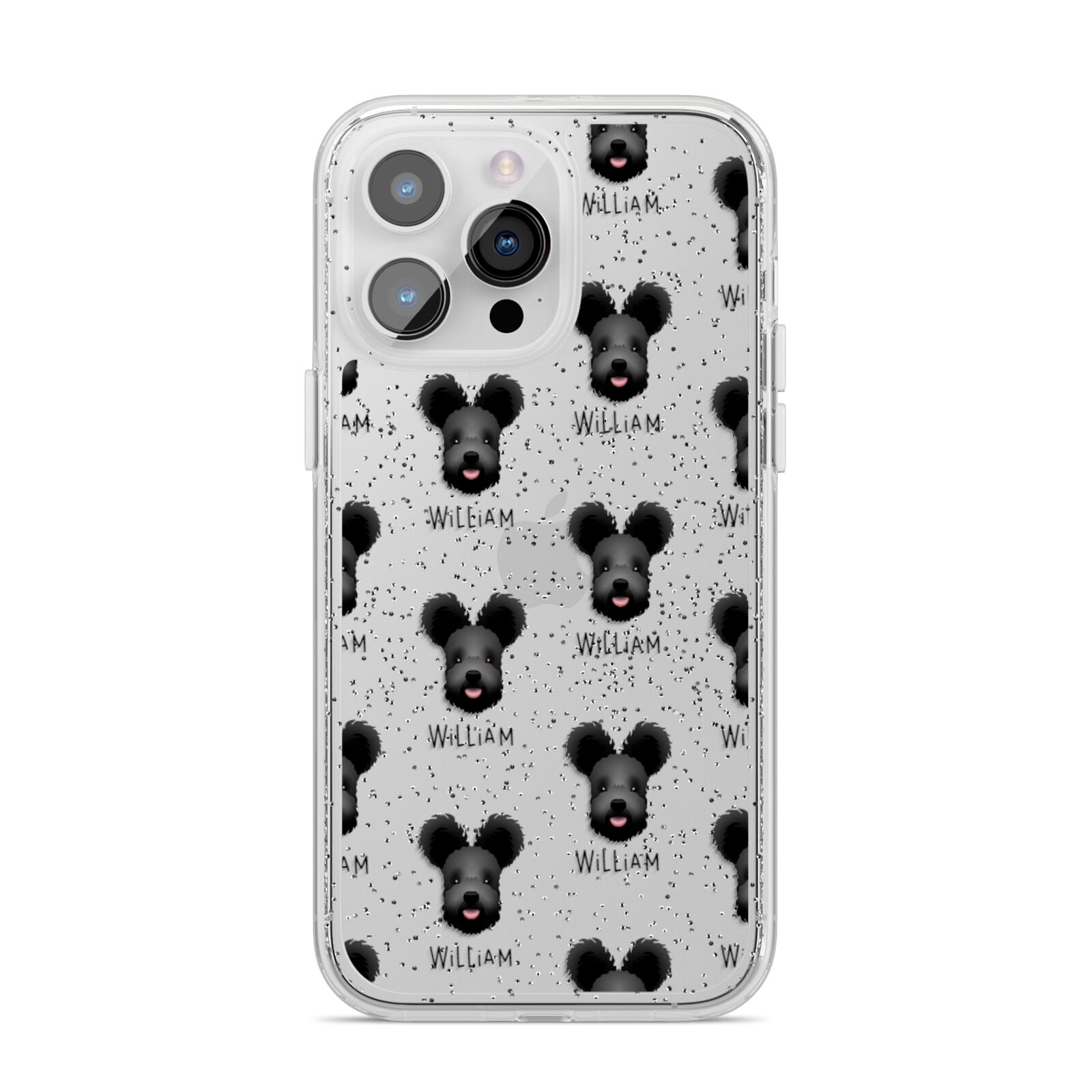 Hungarian Pumi Icon with Name iPhone 14 Pro Max Glitter Tough Case Silver