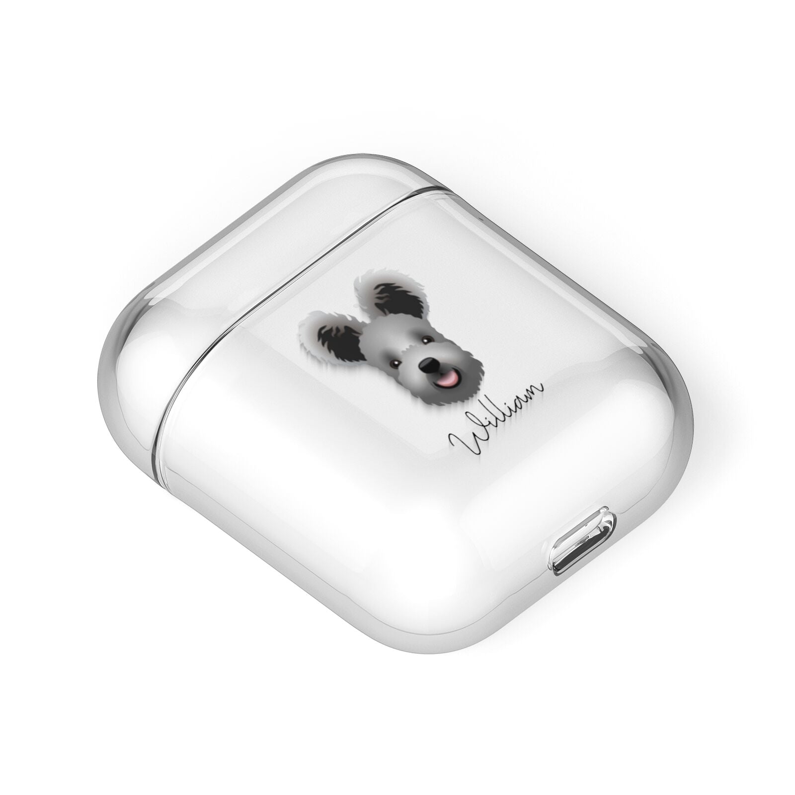 Hungarian Pumi Personalised AirPods Case Laid Flat