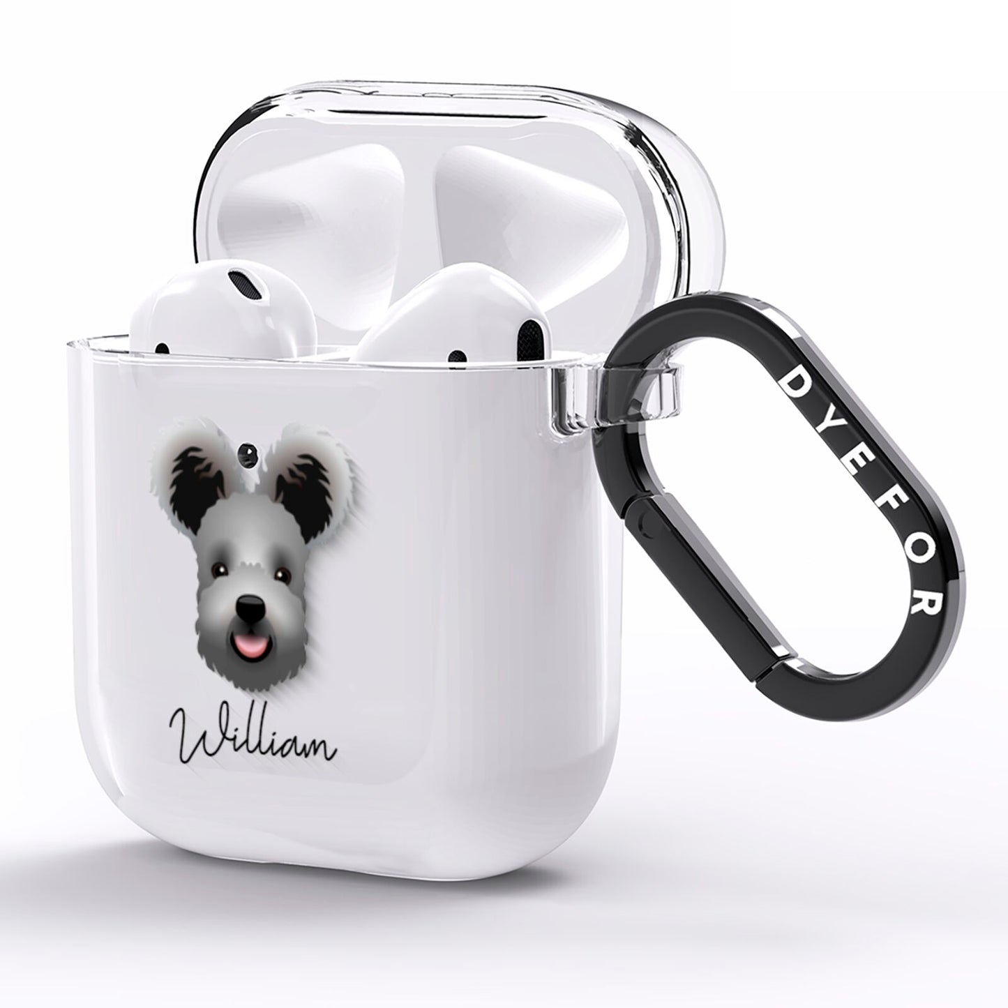 Hungarian Pumi Personalised AirPods Clear Case Side Image