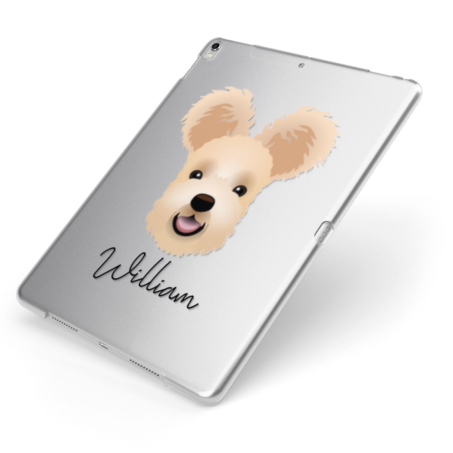 Hungarian Pumi Personalised Apple iPad Case on Silver iPad Side View