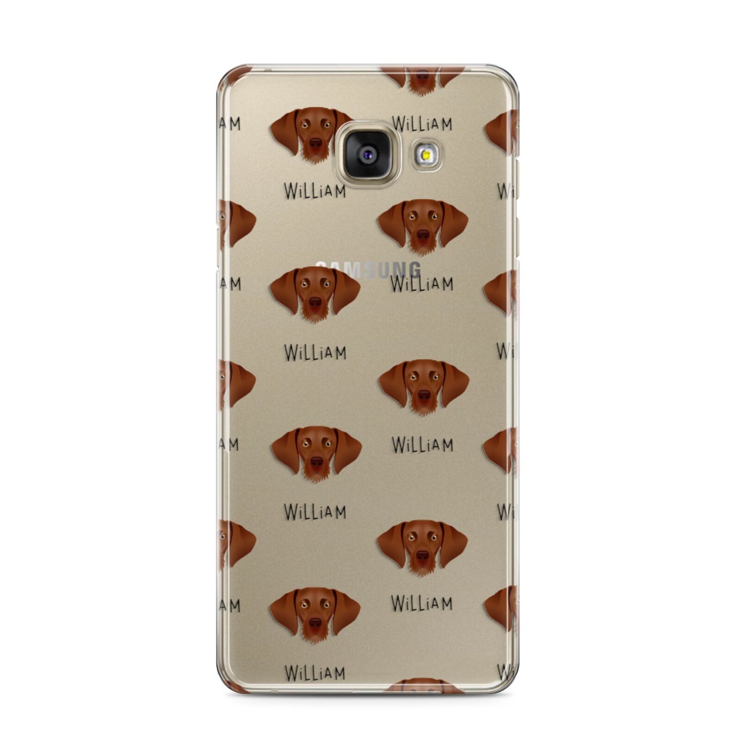 Hungarian Vizsla Icon with Name Samsung Galaxy A3 2016 Case on gold phone