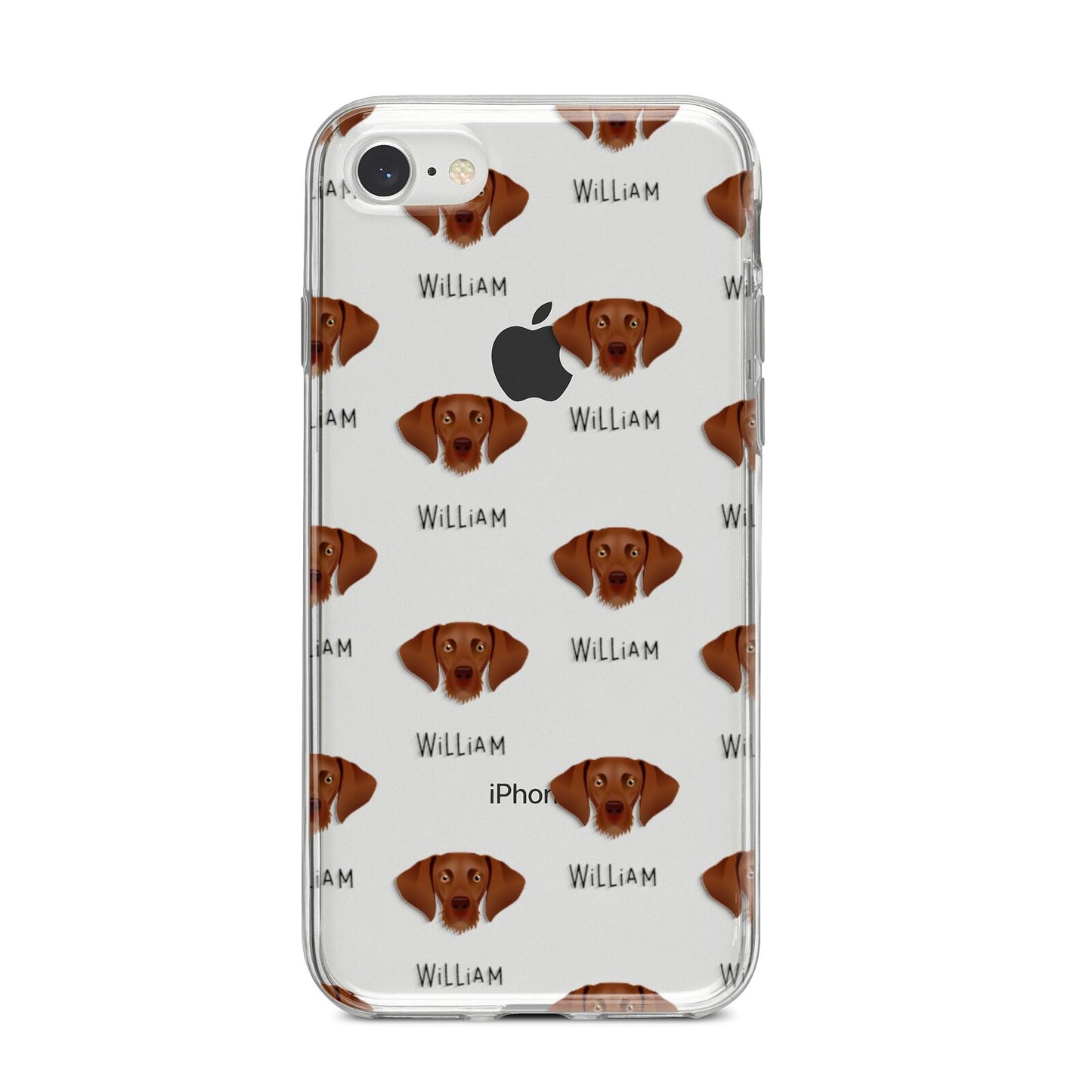 Hungarian Vizsla Icon with Name iPhone 8 Bumper Case on Silver iPhone
