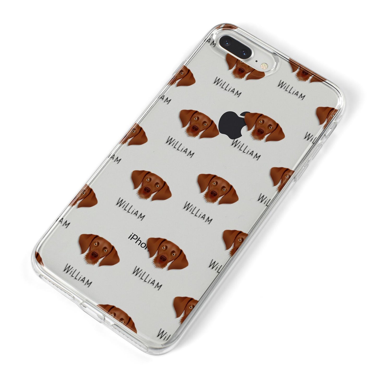 Hungarian Vizsla Icon with Name iPhone 8 Plus Bumper Case on Silver iPhone Alternative Image