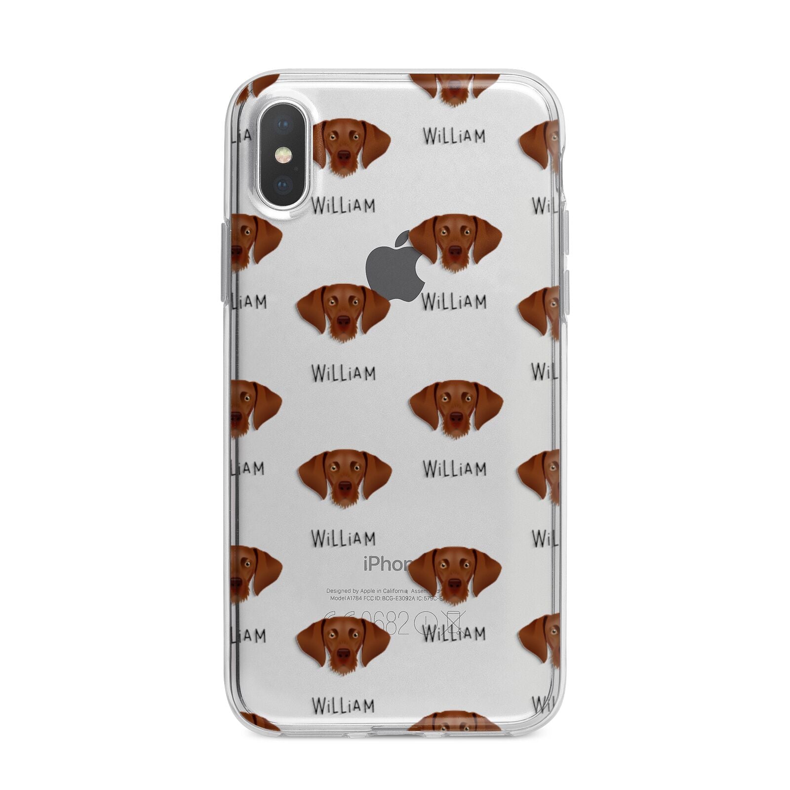 Hungarian Vizsla Icon with Name iPhone X Bumper Case on Silver iPhone Alternative Image 1