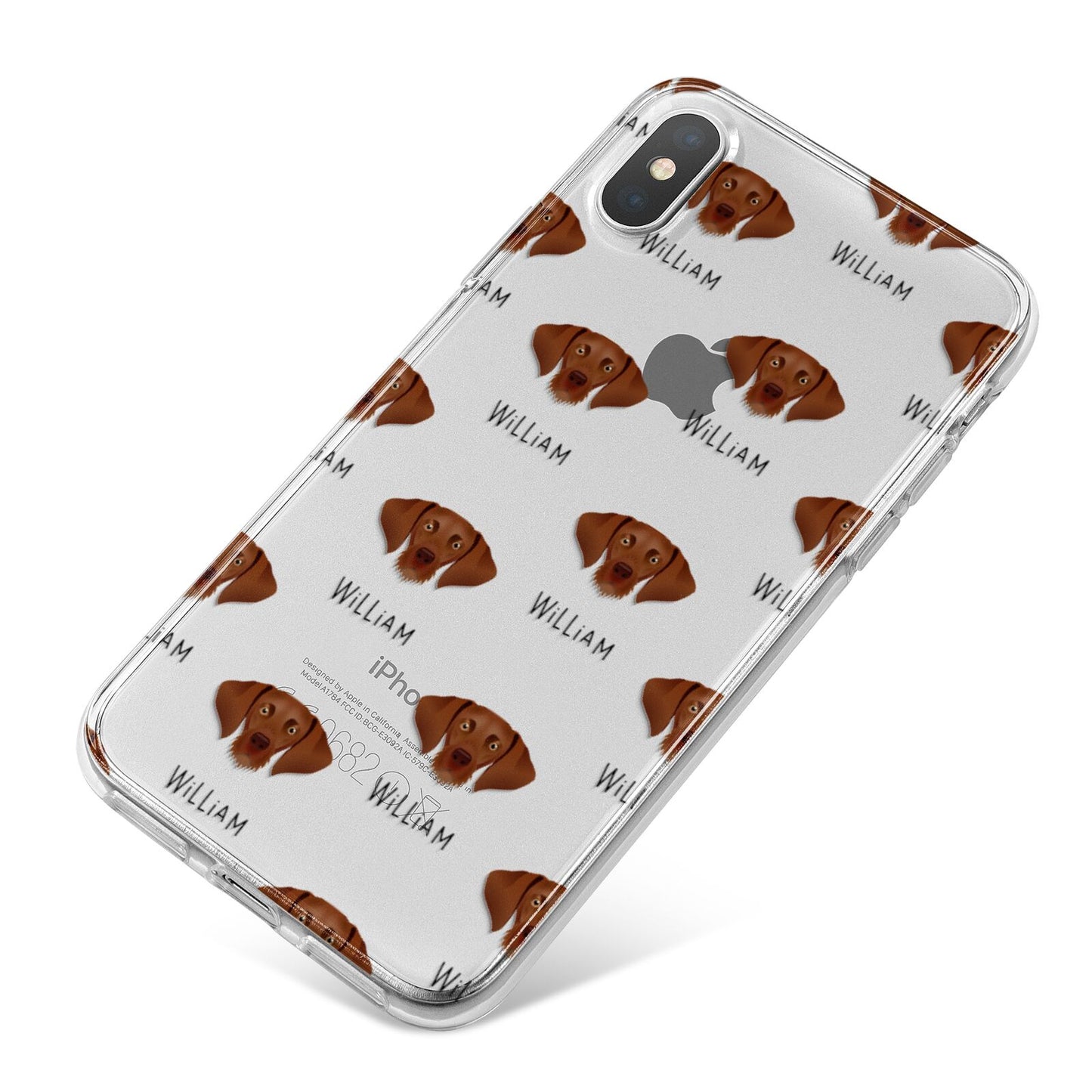Hungarian Vizsla Icon with Name iPhone X Bumper Case on Silver iPhone
