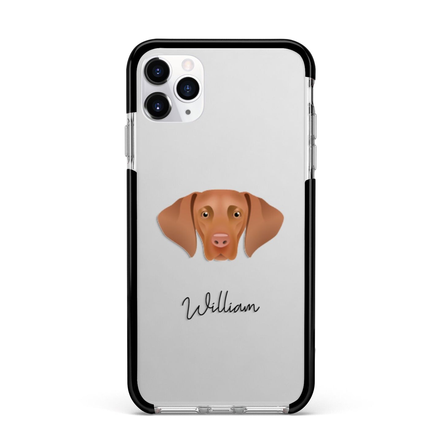 Hungarian Vizsla Personalised Apple iPhone 11 Pro Max in Silver with Black Impact Case