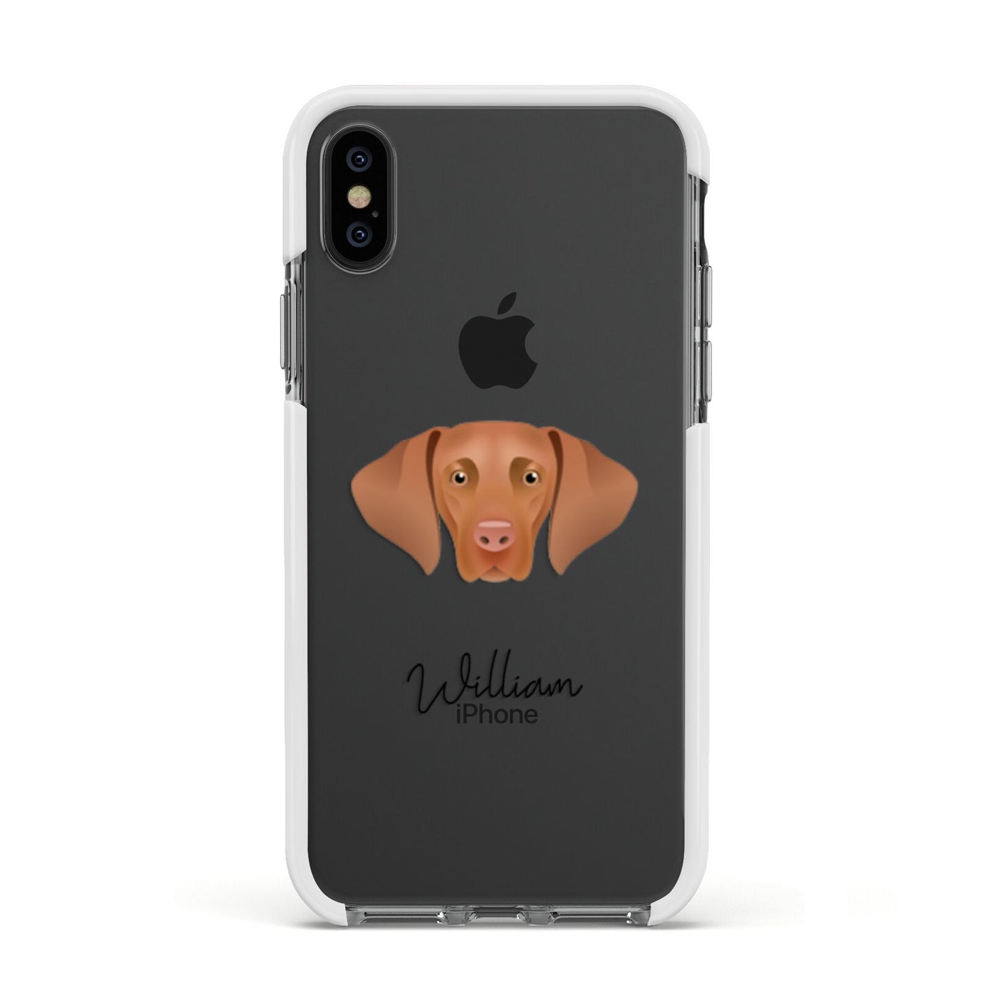 Hungarian Vizsla Personalised Apple iPhone Xs Impact Case White Edge on Black Phone