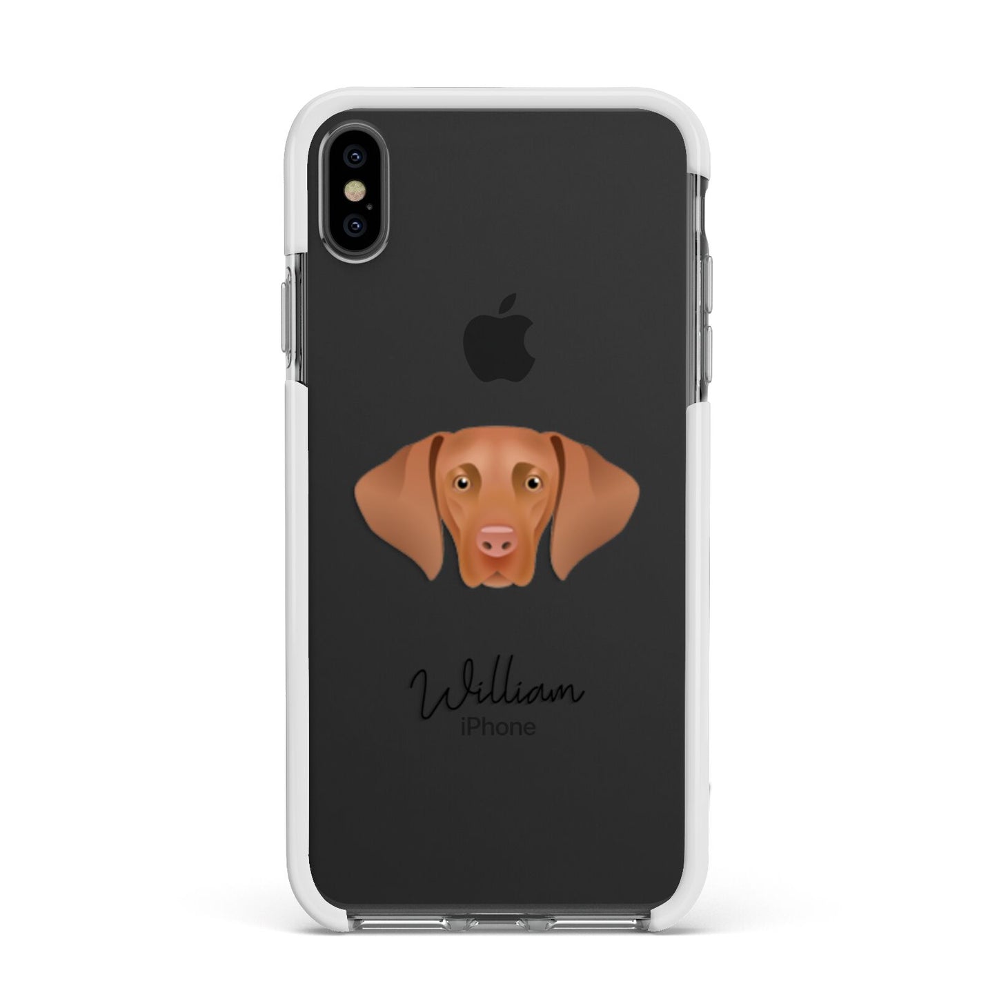 Hungarian Vizsla Personalised Apple iPhone Xs Max Impact Case White Edge on Black Phone