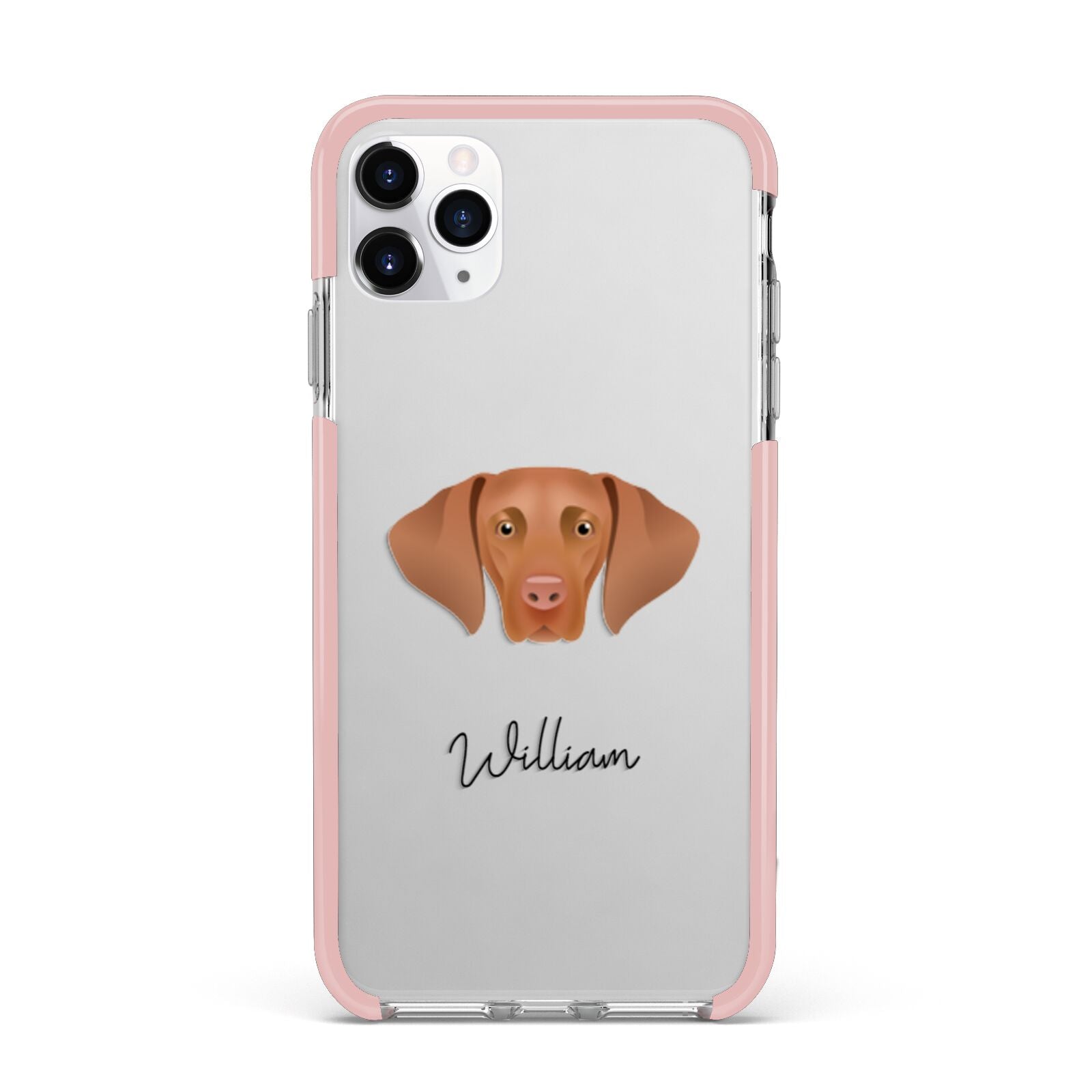Hungarian Vizsla Personalised iPhone 11 Pro Max Impact Pink Edge Case