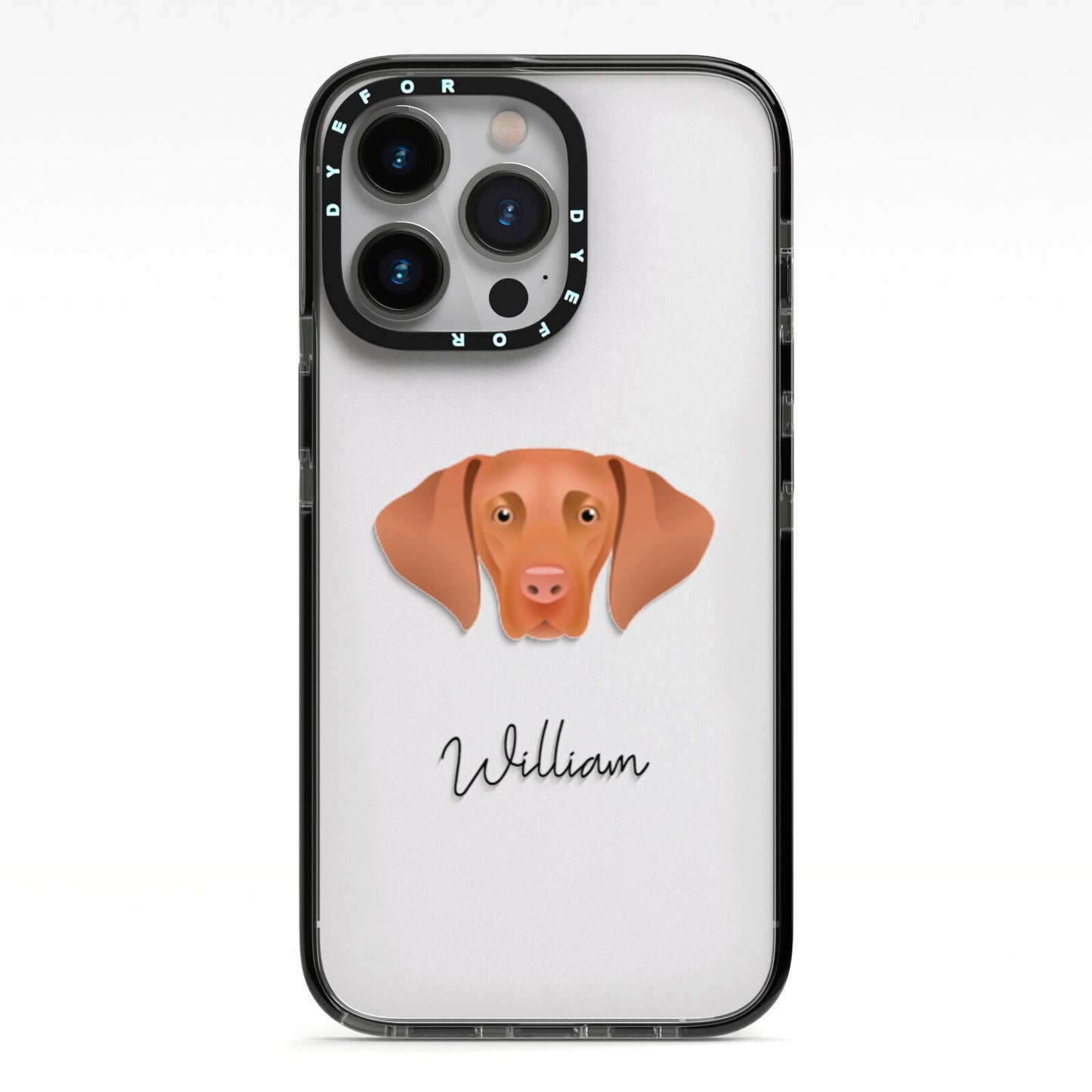 Hungarian Vizsla Personalised iPhone 13 Pro Black Impact Case on Silver phone