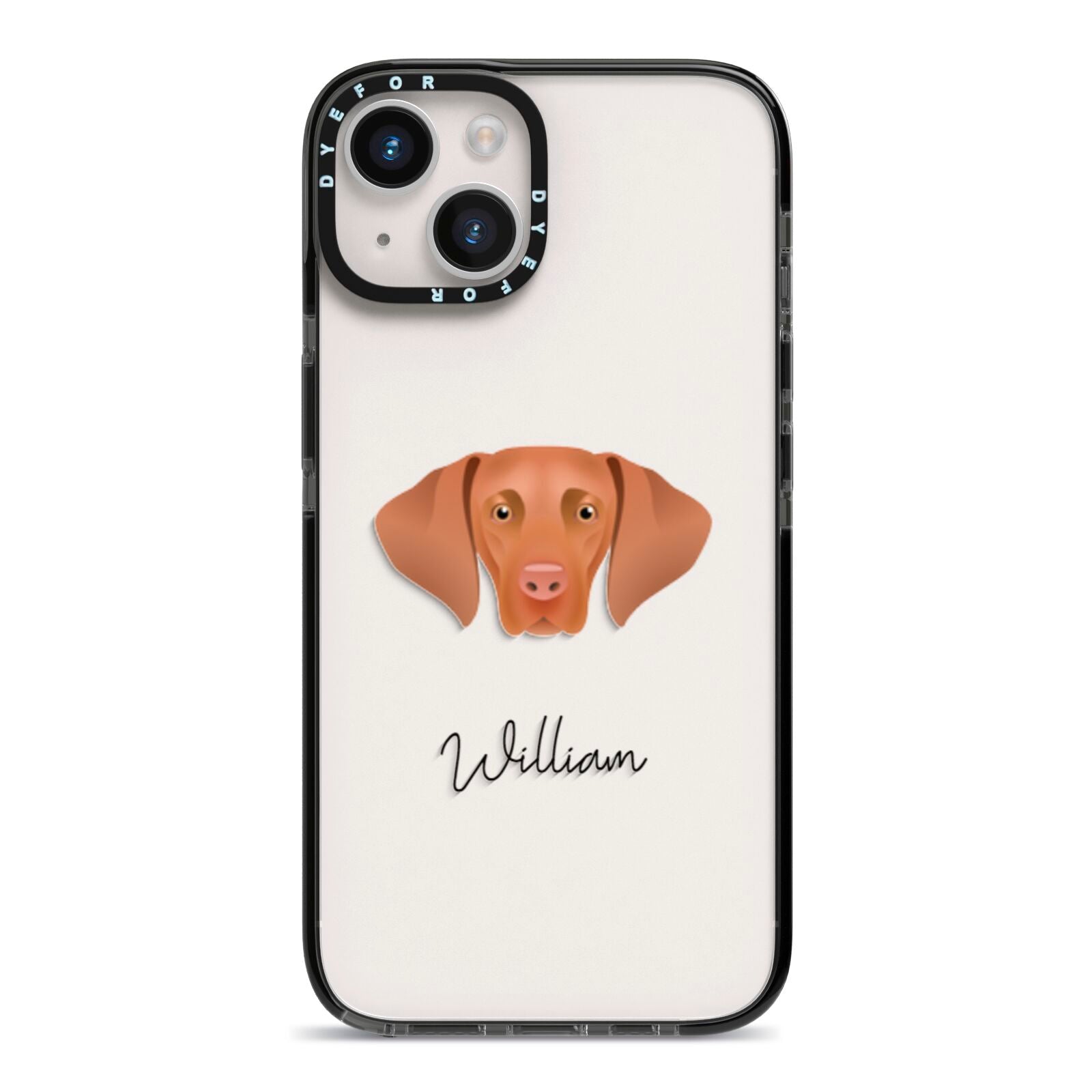 Hungarian Vizsla Personalised iPhone 14 Black Impact Case on Silver phone