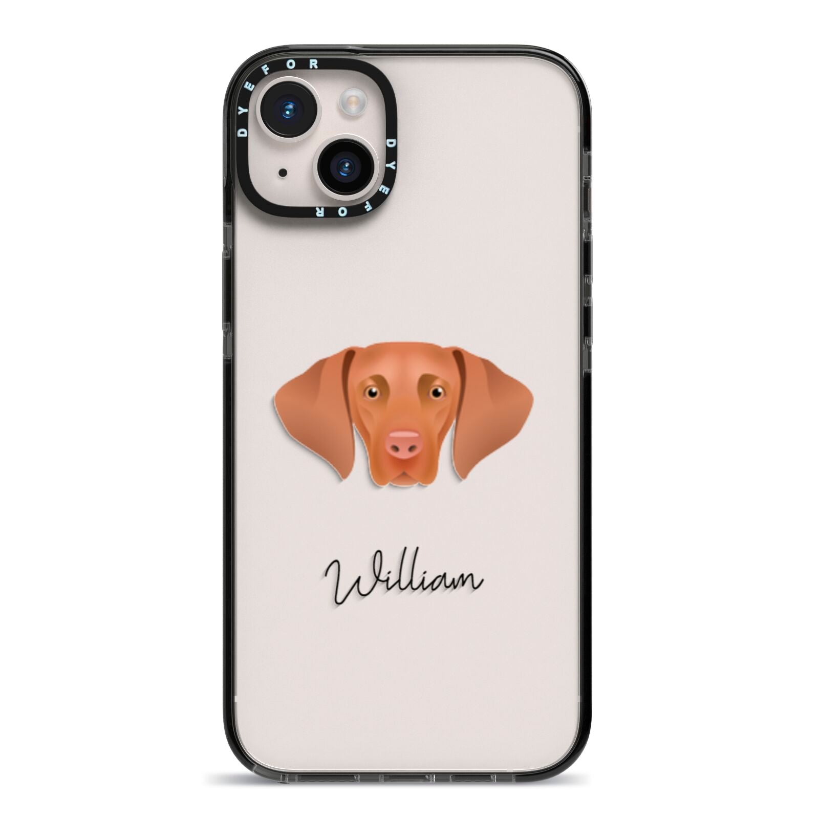 Hungarian Vizsla Personalised iPhone 14 Plus Black Impact Case on Silver phone