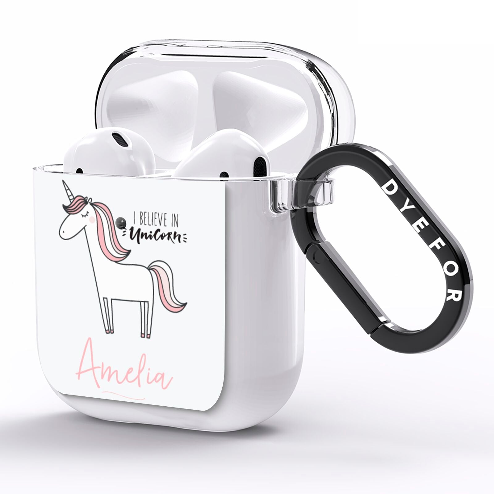 I Believe in Unicorn AirPods Clear Case Side Image