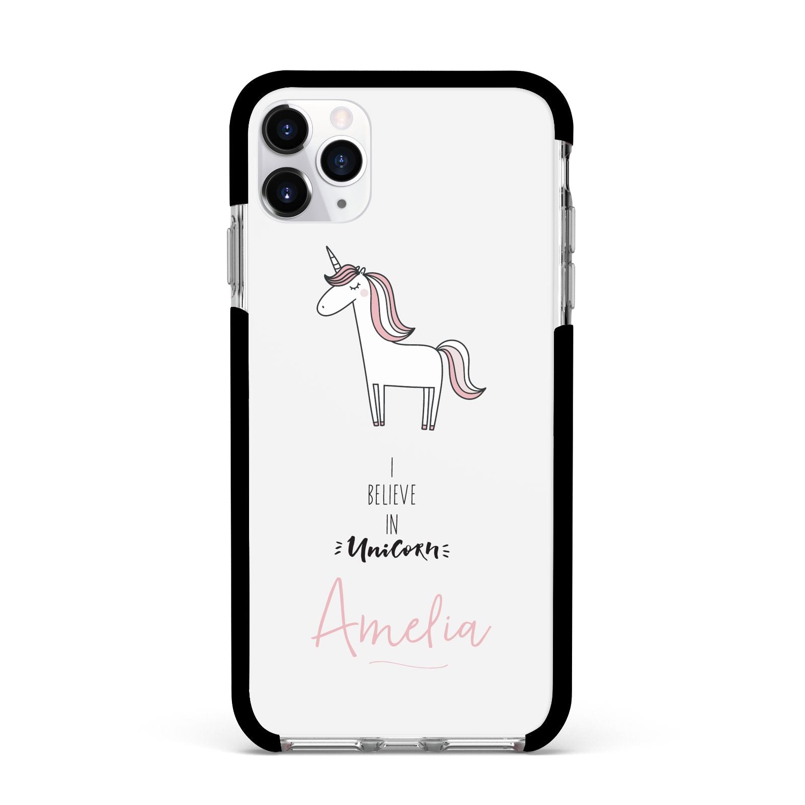 I Believe in Unicorn Apple iPhone 11 Pro Max in Silver with Black Impact Case