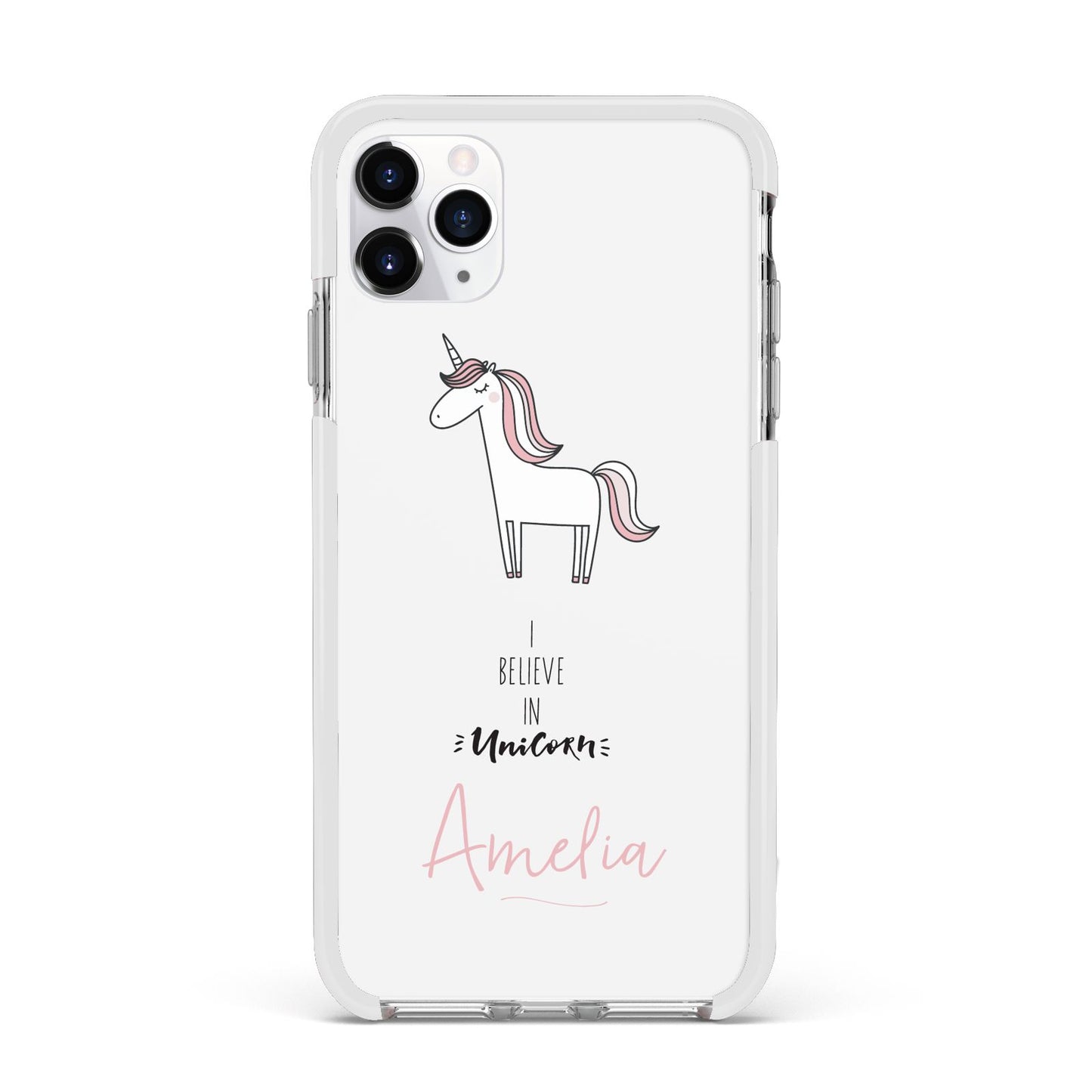 I Believe in Unicorn Apple iPhone 11 Pro Max in Silver with White Impact Case