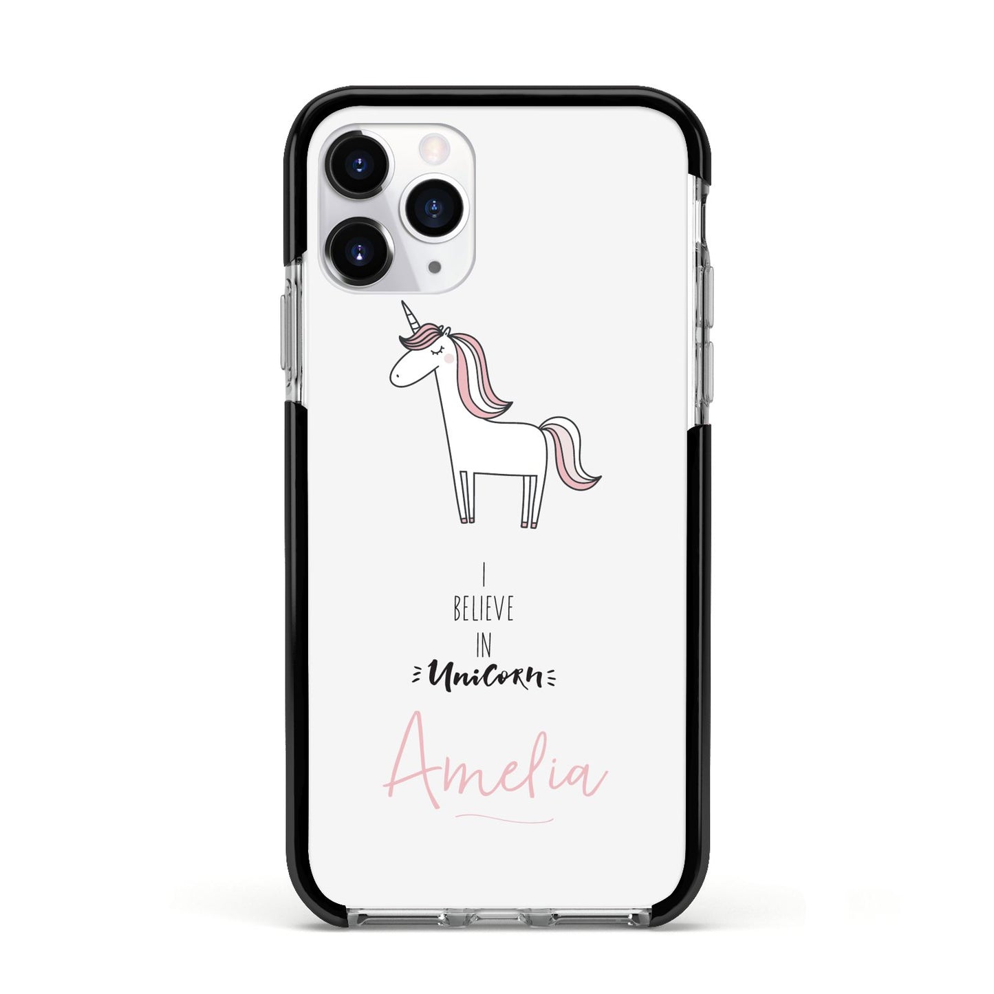 I Believe in Unicorn Apple iPhone 11 Pro in Silver with Black Impact Case