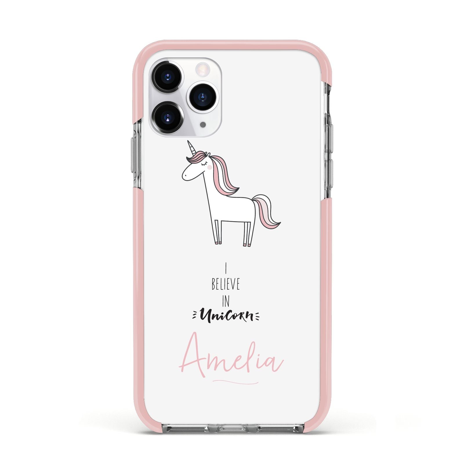 I Believe in Unicorn Apple iPhone 11 Pro in Silver with Pink Impact Case