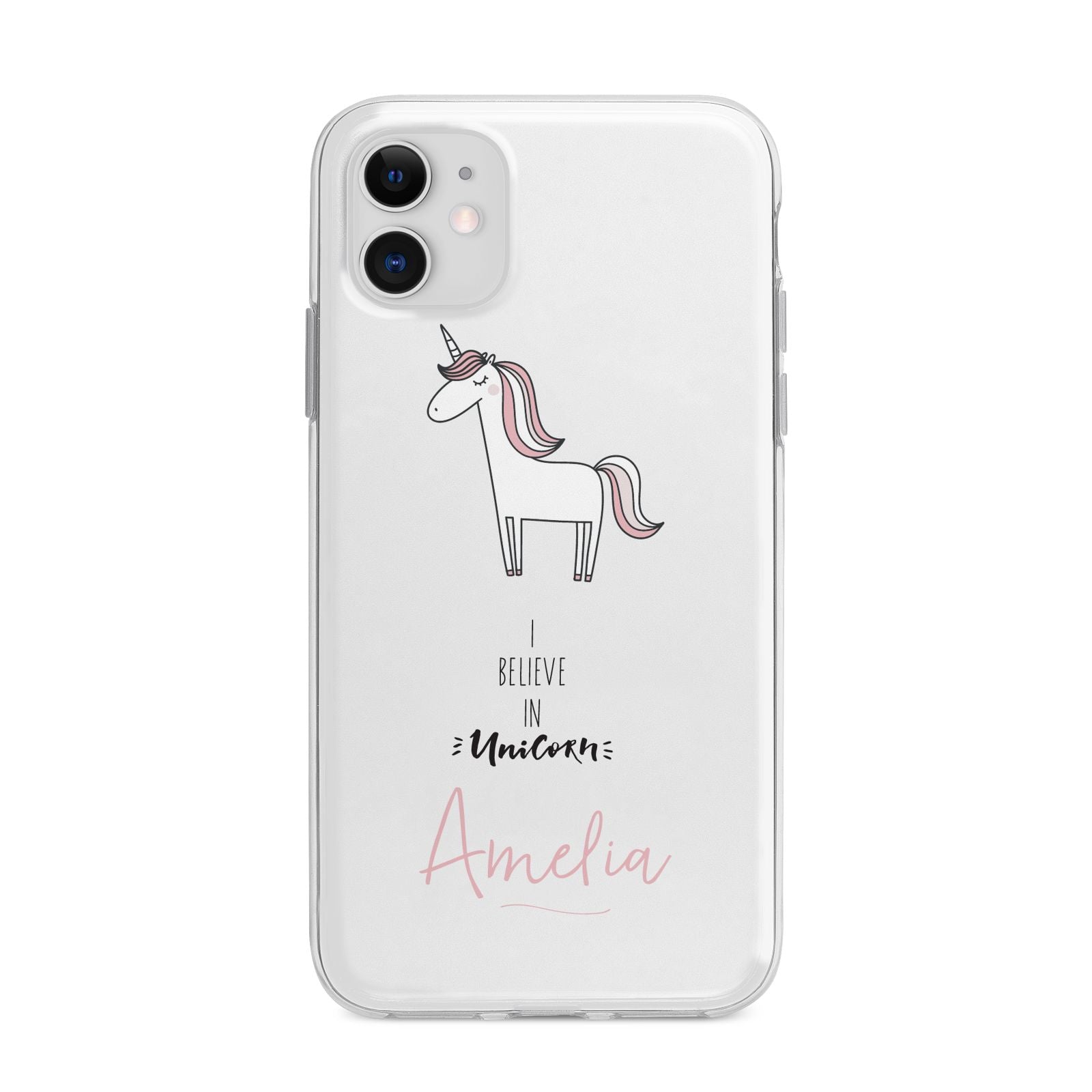 I Believe in Unicorn Apple iPhone 11 in White with Bumper Case