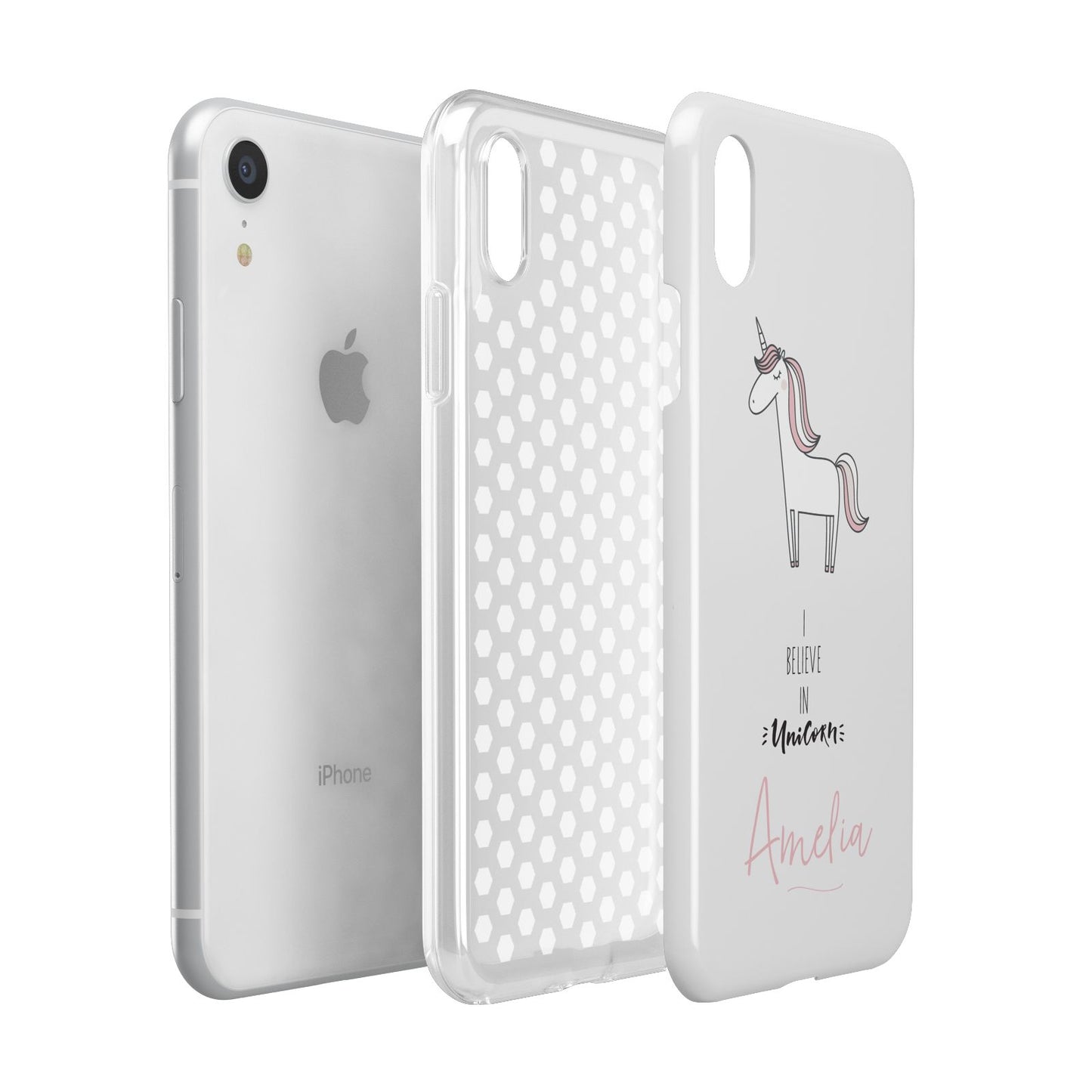 I Believe in Unicorn Apple iPhone XR White 3D Tough Case Expanded view