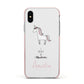 I Believe in Unicorn Apple iPhone Xs Impact Case Pink Edge on Silver Phone