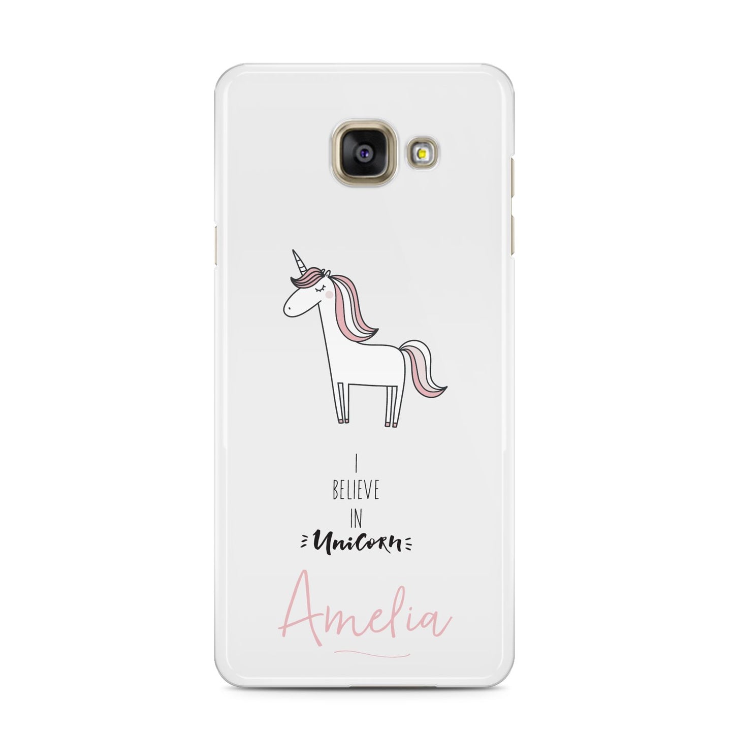 I Believe in Unicorn Samsung Galaxy A3 2016 Case on gold phone